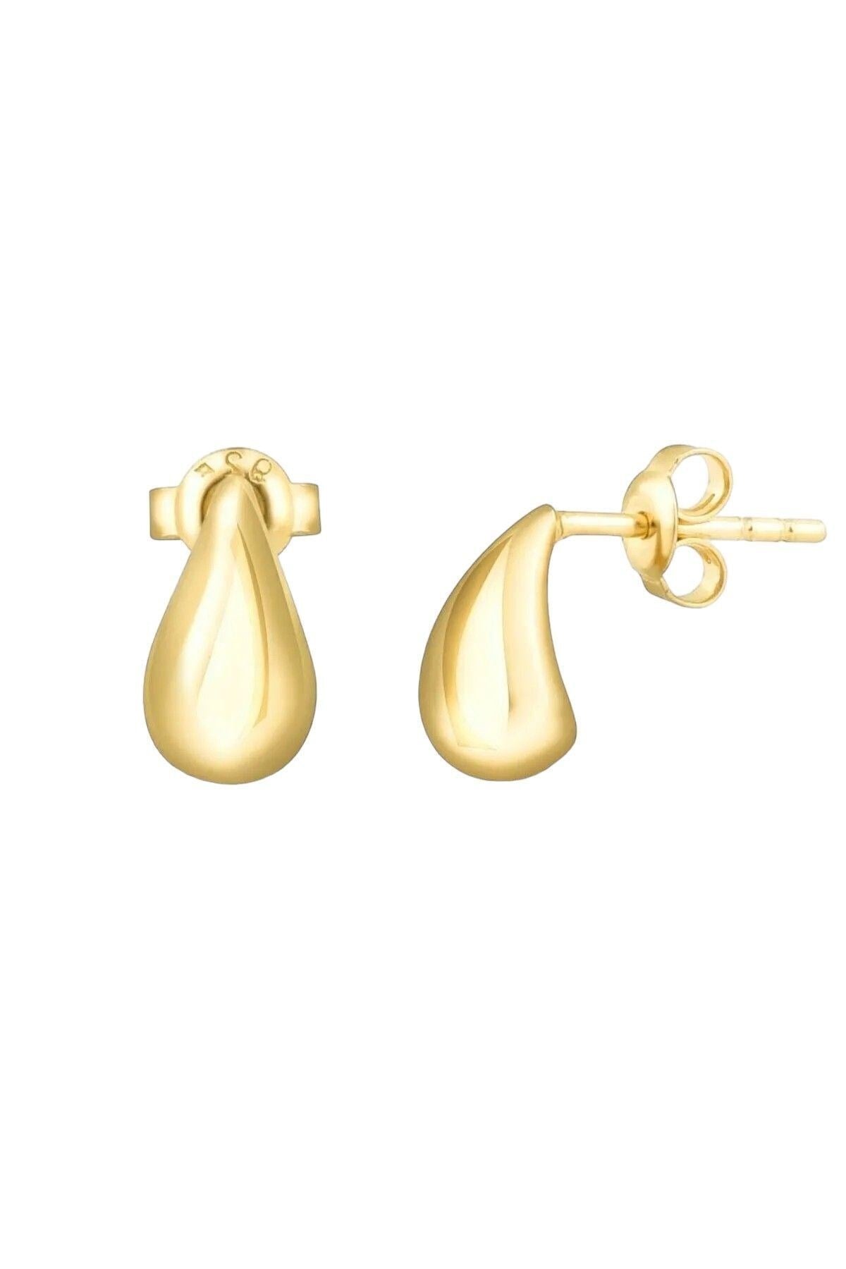 Gümüş 925 Ayar Italyan Göz Yaşı Model Çivili Gold Küpe