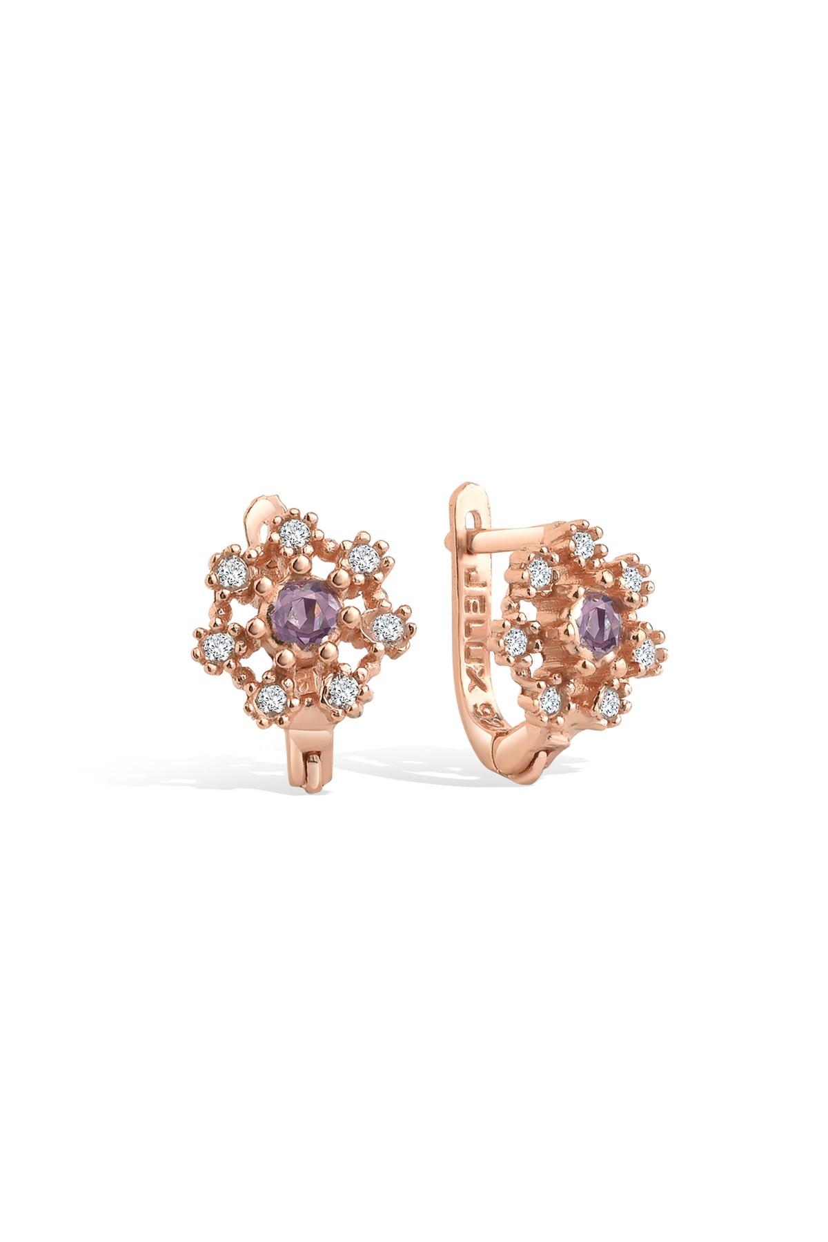 Gümüş 925 Ayar Kar Model Pembe Zirkon Taşlı Çocuk Küpe