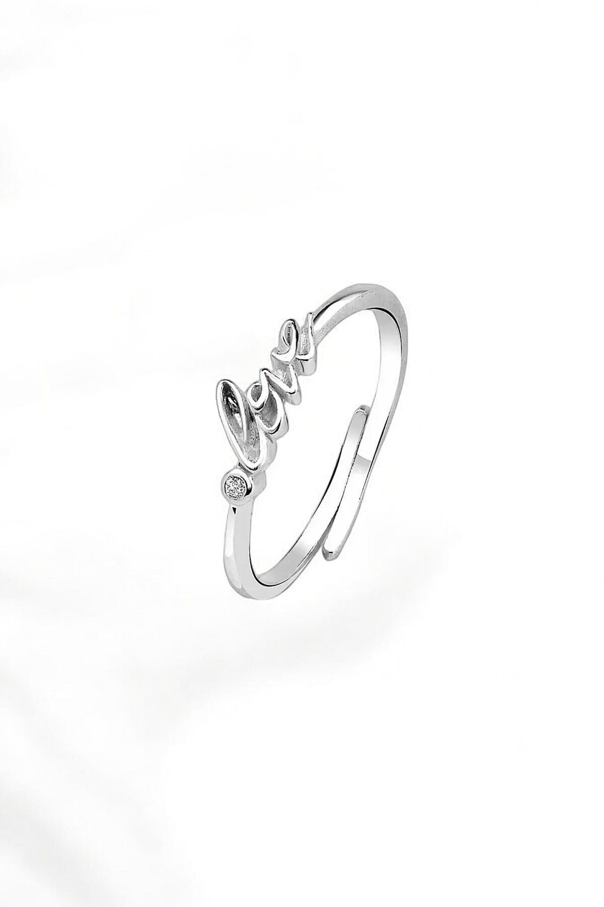 Gümüş 925 Ayar Love Model Ayarlanabilir Yüzük