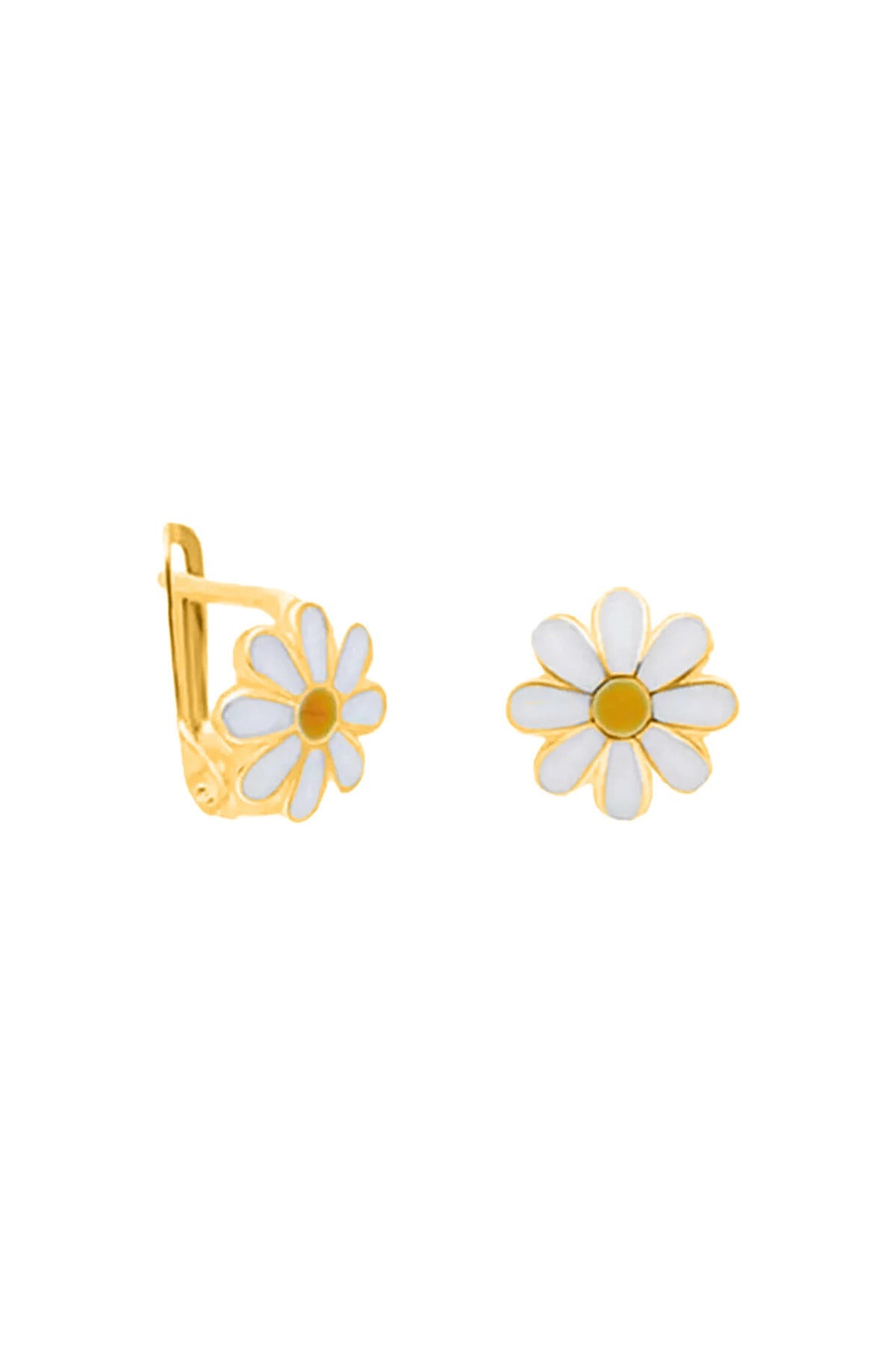 Gümüş 925 Ayar Mineli Papatya Model Gümüş Çocuk Gold Küpe
