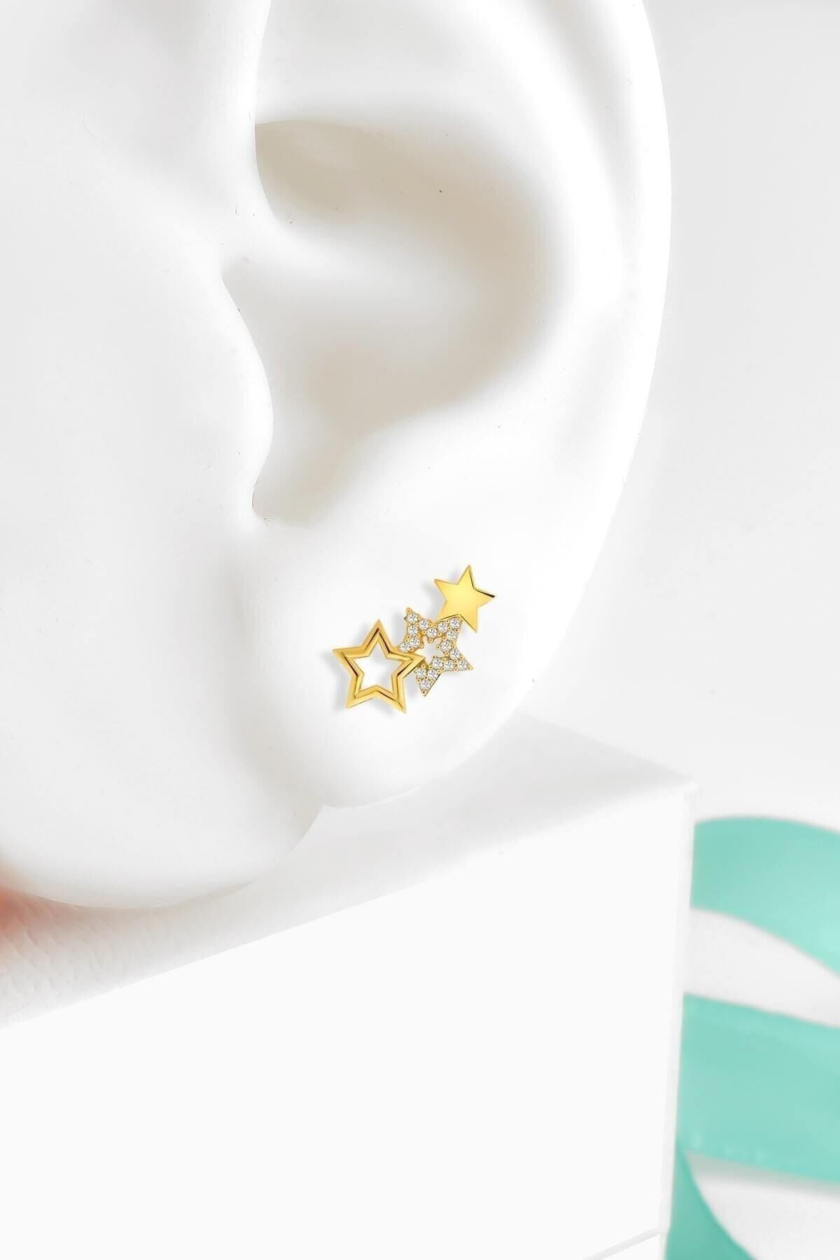 Gümüş 925 Ayar Samanyolu Model Zirkon Taşlı Çivili Küpe