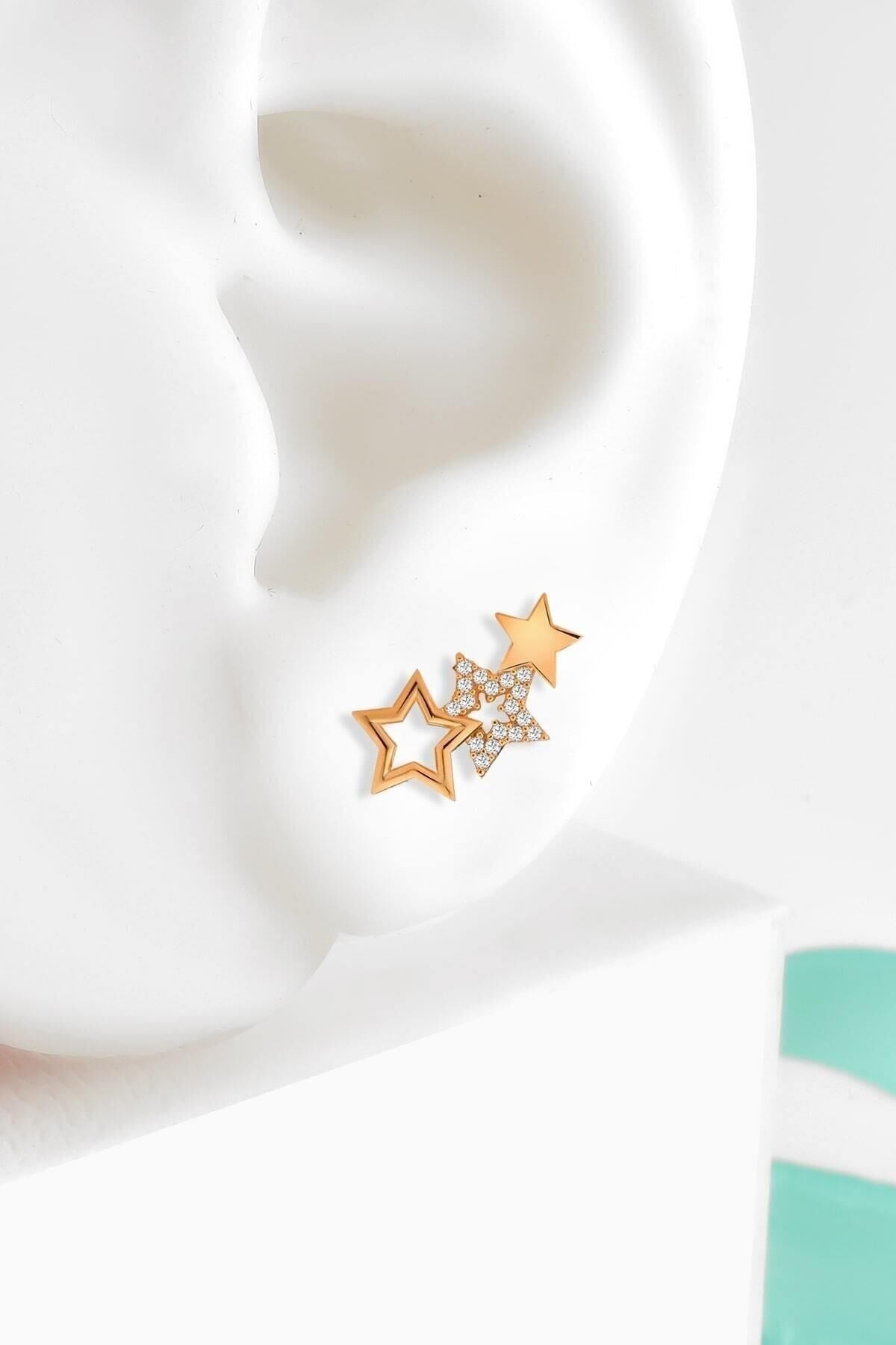 Gümüş 925 Ayar Samanyolu Model Zirkon Taşlı Çivili Küpe