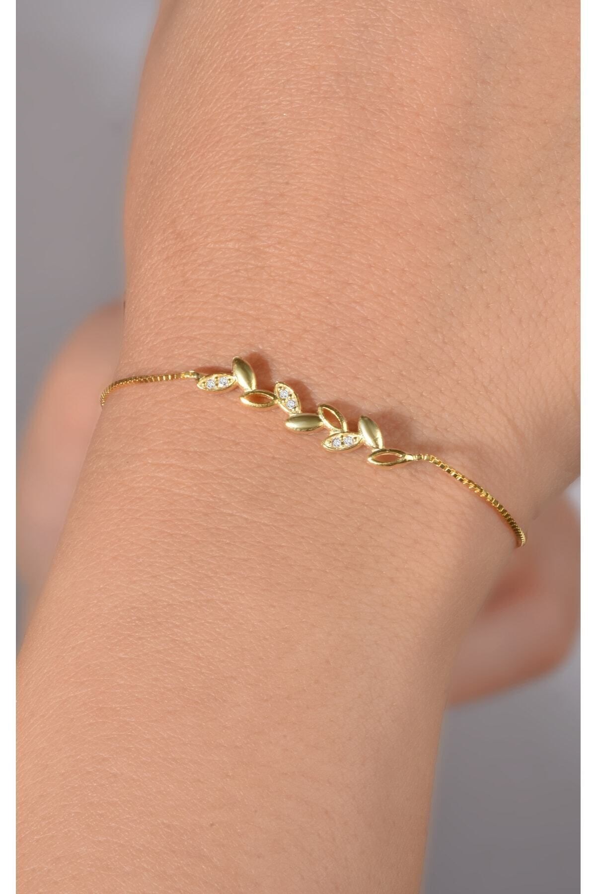 Gümüş 925 Ayar Sarmaşık Model Gold Ayarlabilir Bileklik