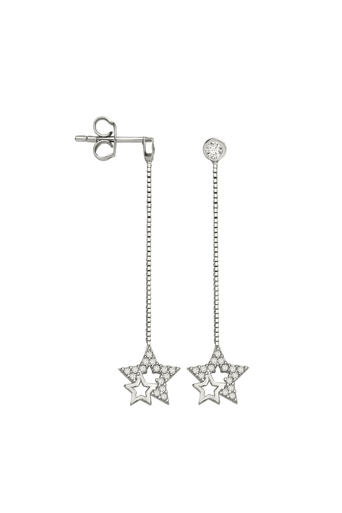 Gümüş 925 Ayar Starlight Zirkon Taşlı Zincirli Küpe