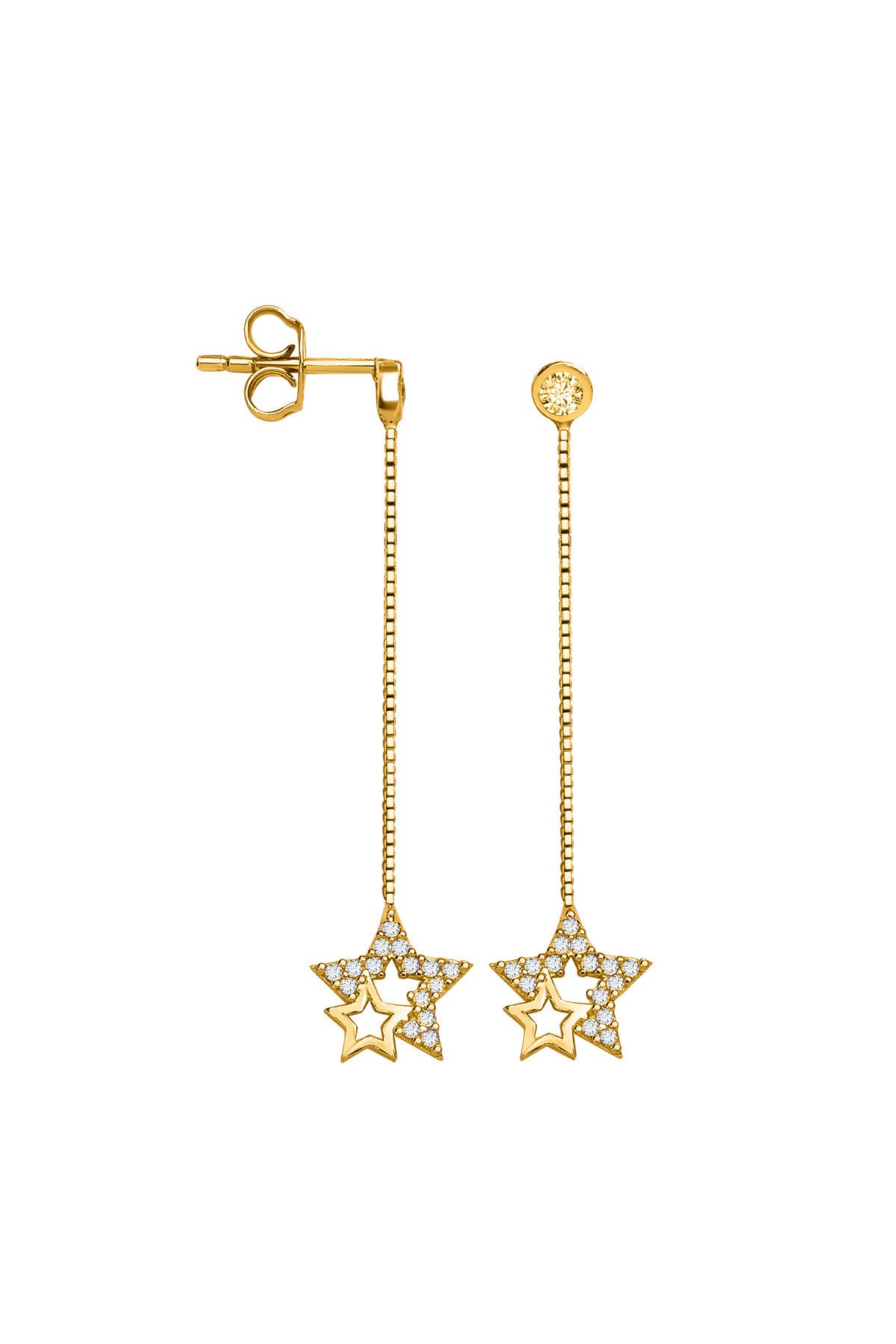 Gümüş 925 Ayar Starlight Zirkon Taşlı Zincirli Gold Küpe