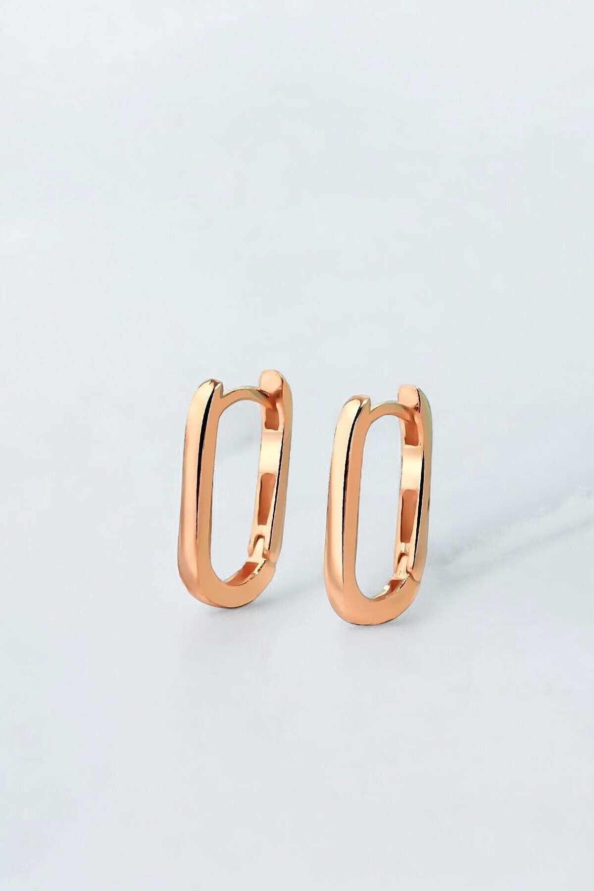 Gümüş 925 Ayar U Model Rose Küpe