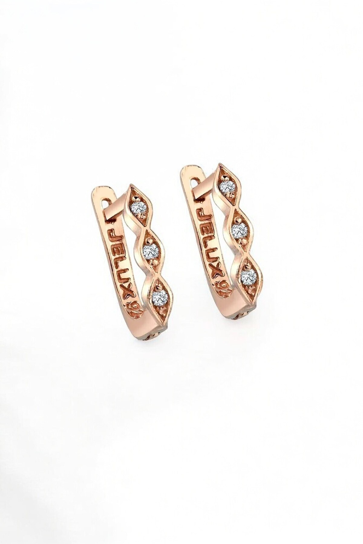 Gümüş 925 Ayar Zirkon Sıralı Taşlı Model Rose Küpe