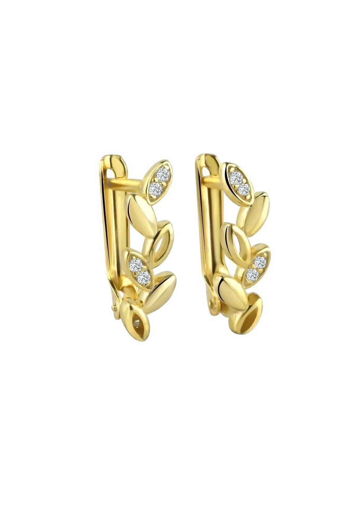 Gümüş 925 Ayar Zirkon Taşlı Başak Gold Yıldız Küpe