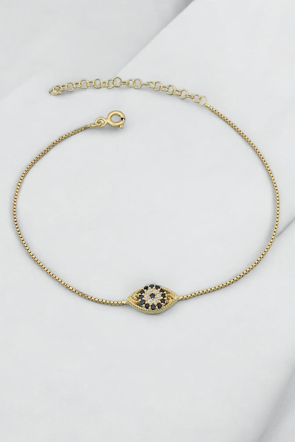 Gümüş 925 Ayar Zirkon Taşlı Göz Gold Nazar Şans Bilekliği