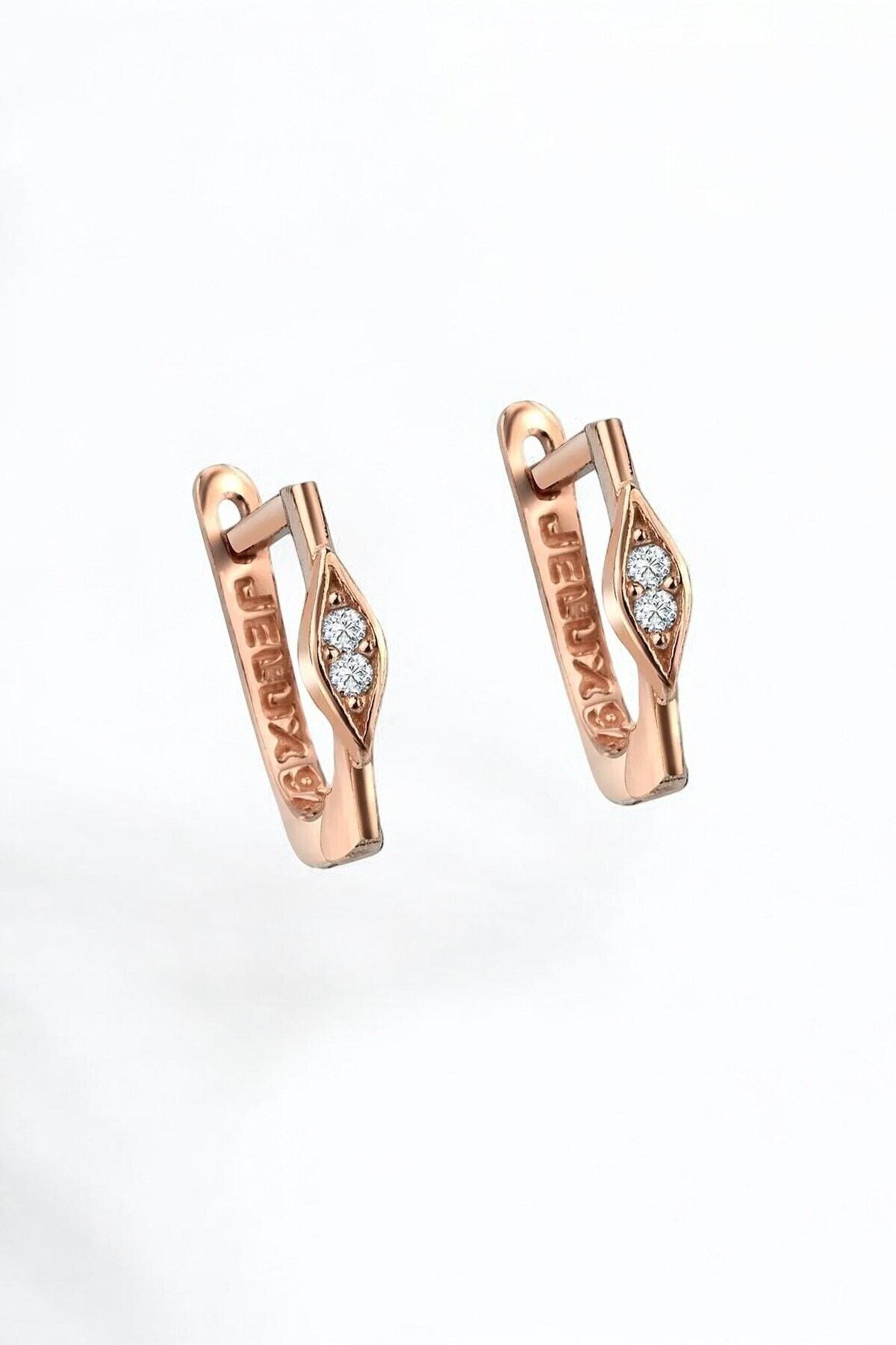 Gümüş 925 Ayar Zirkon Taşlı Göz Model Rose Küpe