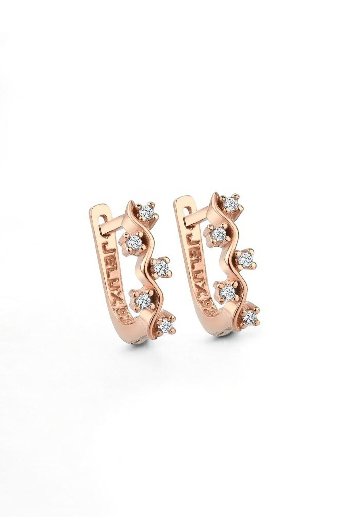 Gümüş 925 Ayar Zirkon Taşlı Sarmaşık Model Rose Küpe