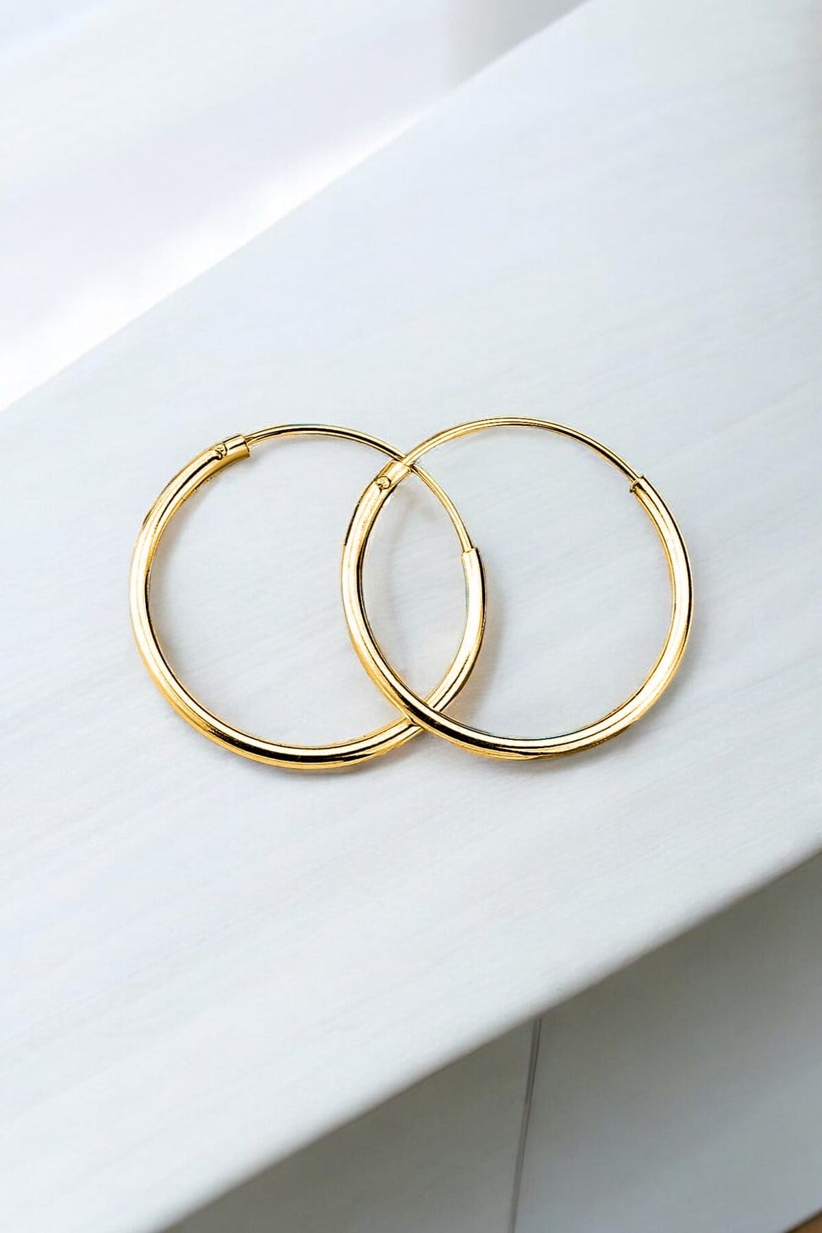 Gümüş 925 Ayar16 mm Düz Halka Model Gold Küpe