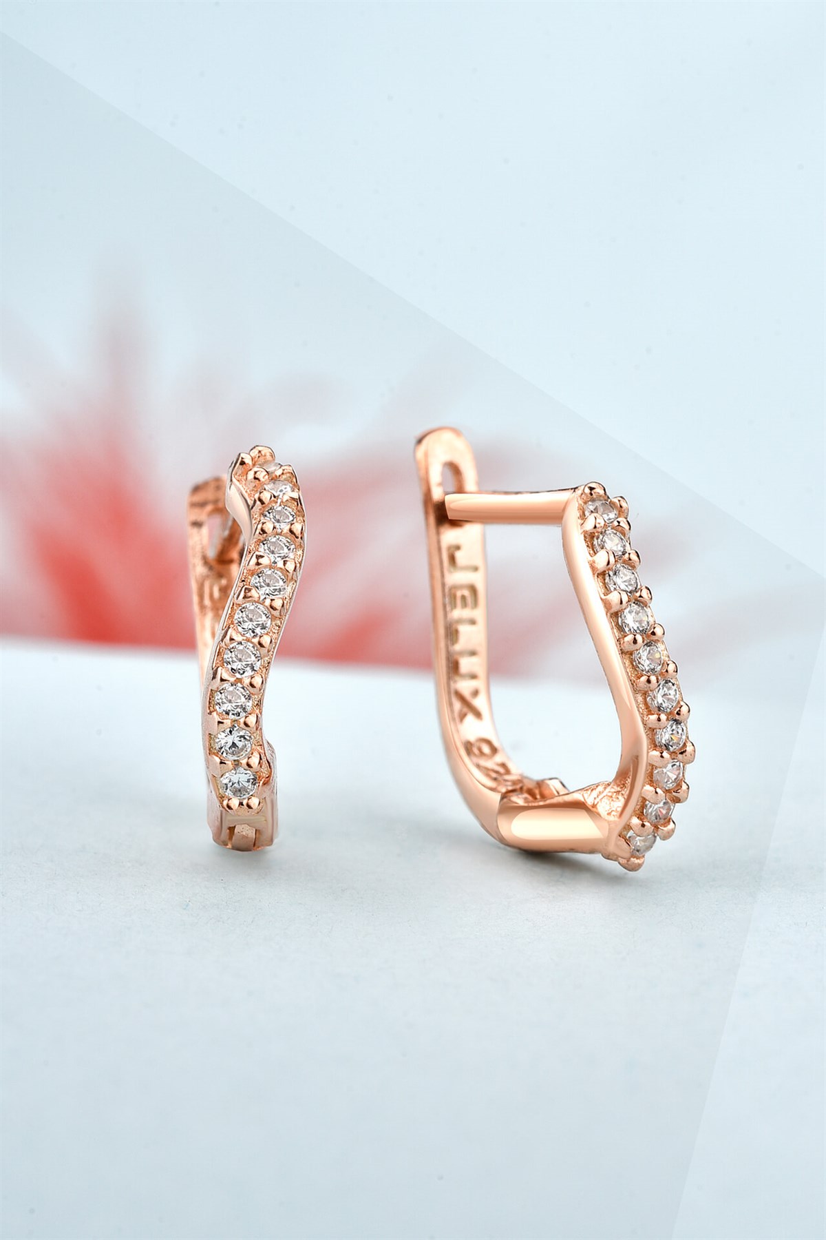 Minimalist Zirkon Taşlı S Model Rose Gümüş Küpe
