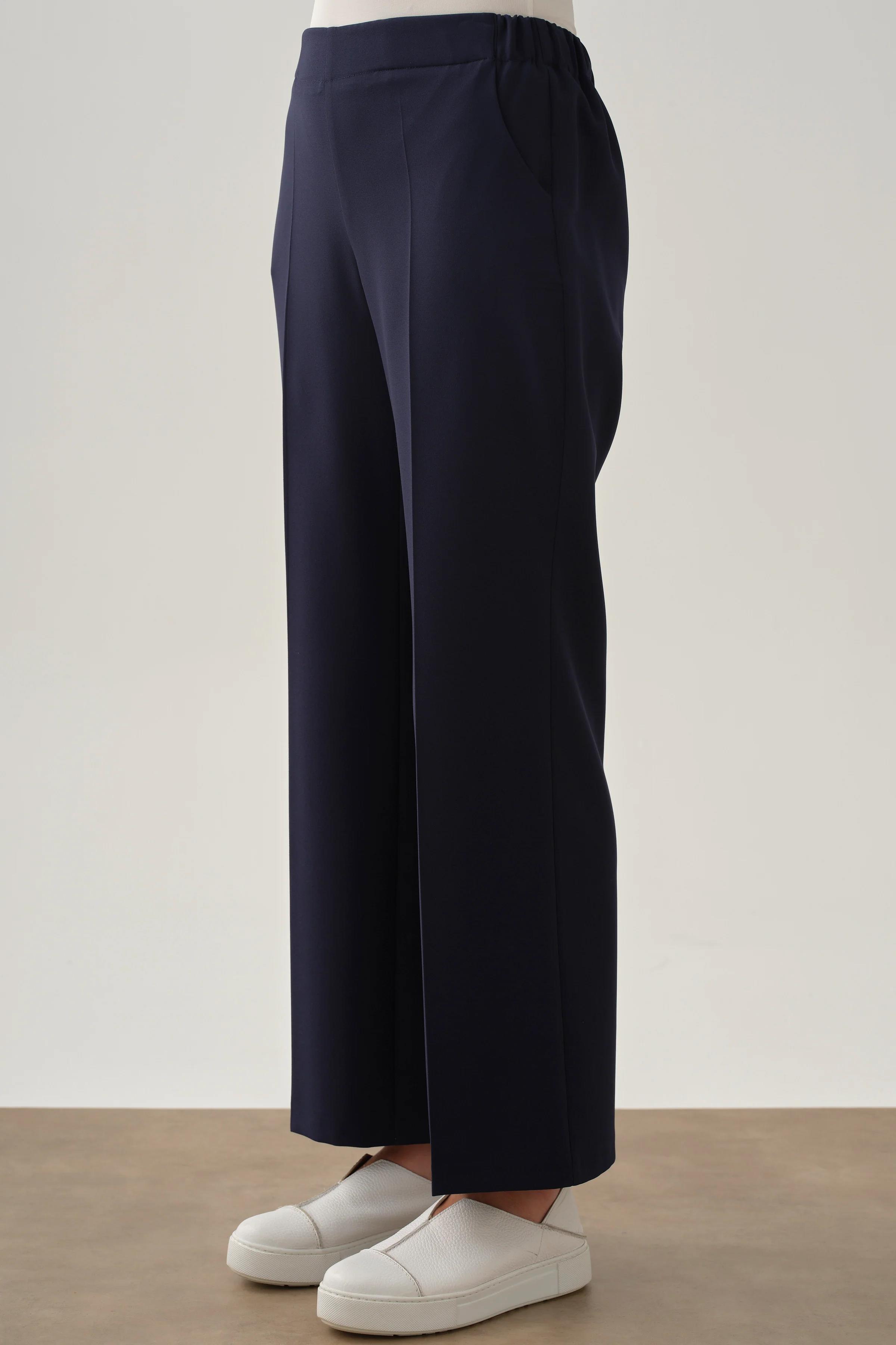 Beli Lastikli Culotte Pantolon - Lacivert