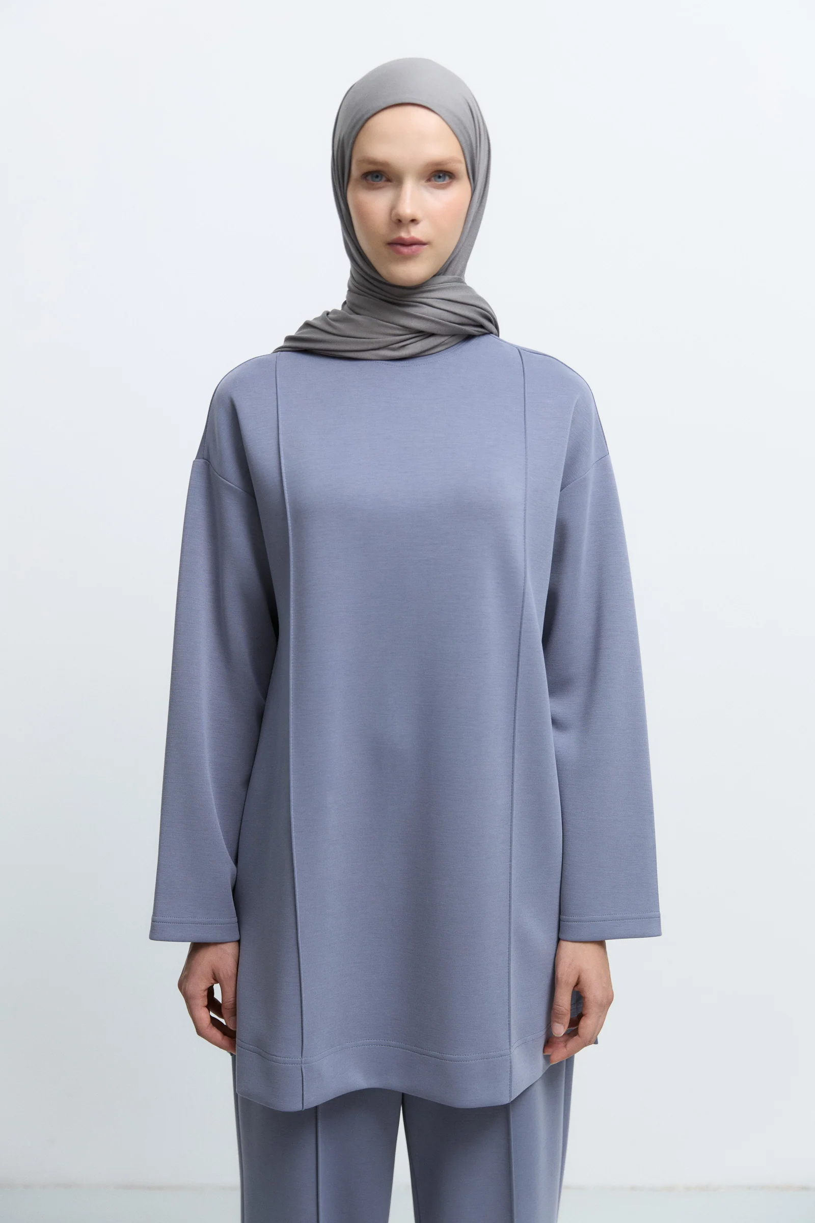 Bisiklet Yaka Tunik - İndigo