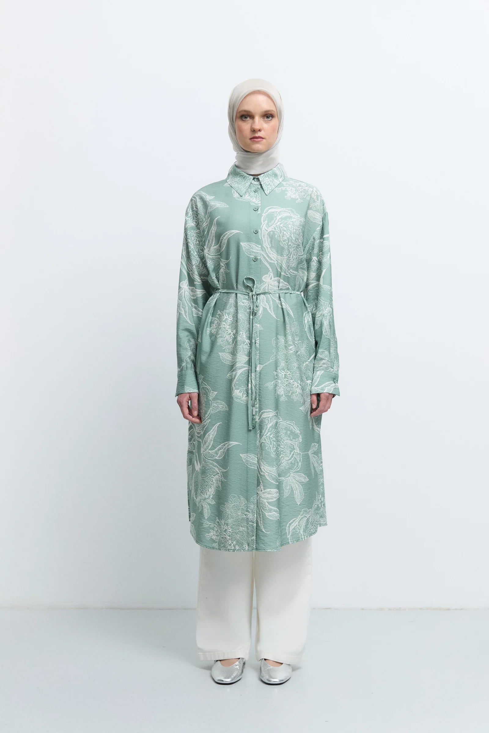 Gömlek Yaka Tunik - Mint