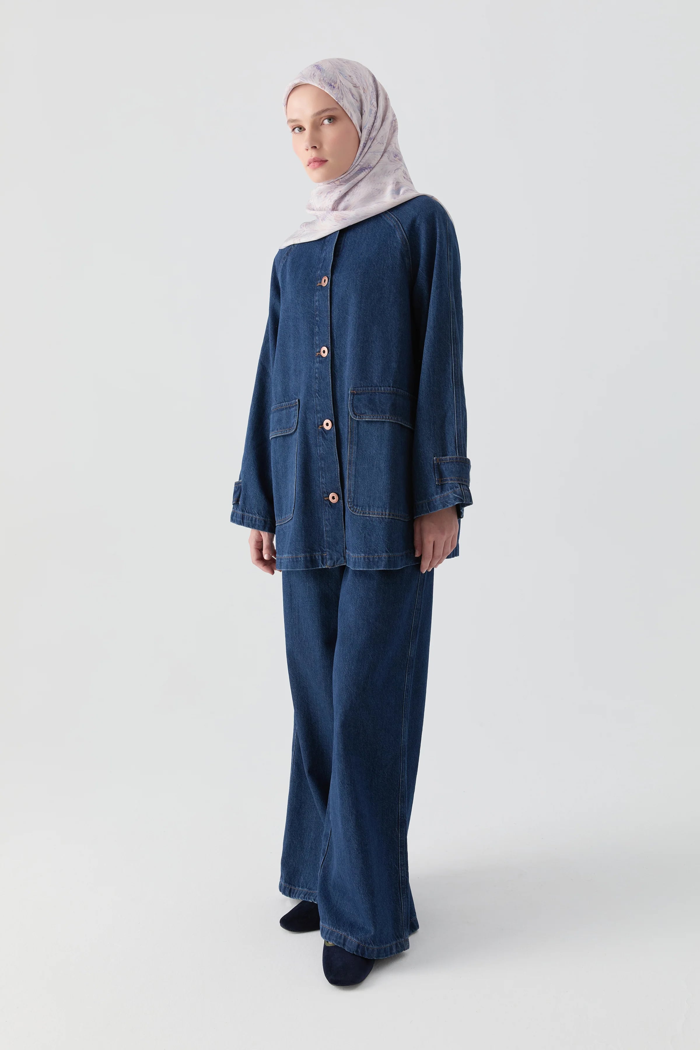 Kol Bantlı Denim Ceket - Lacivert