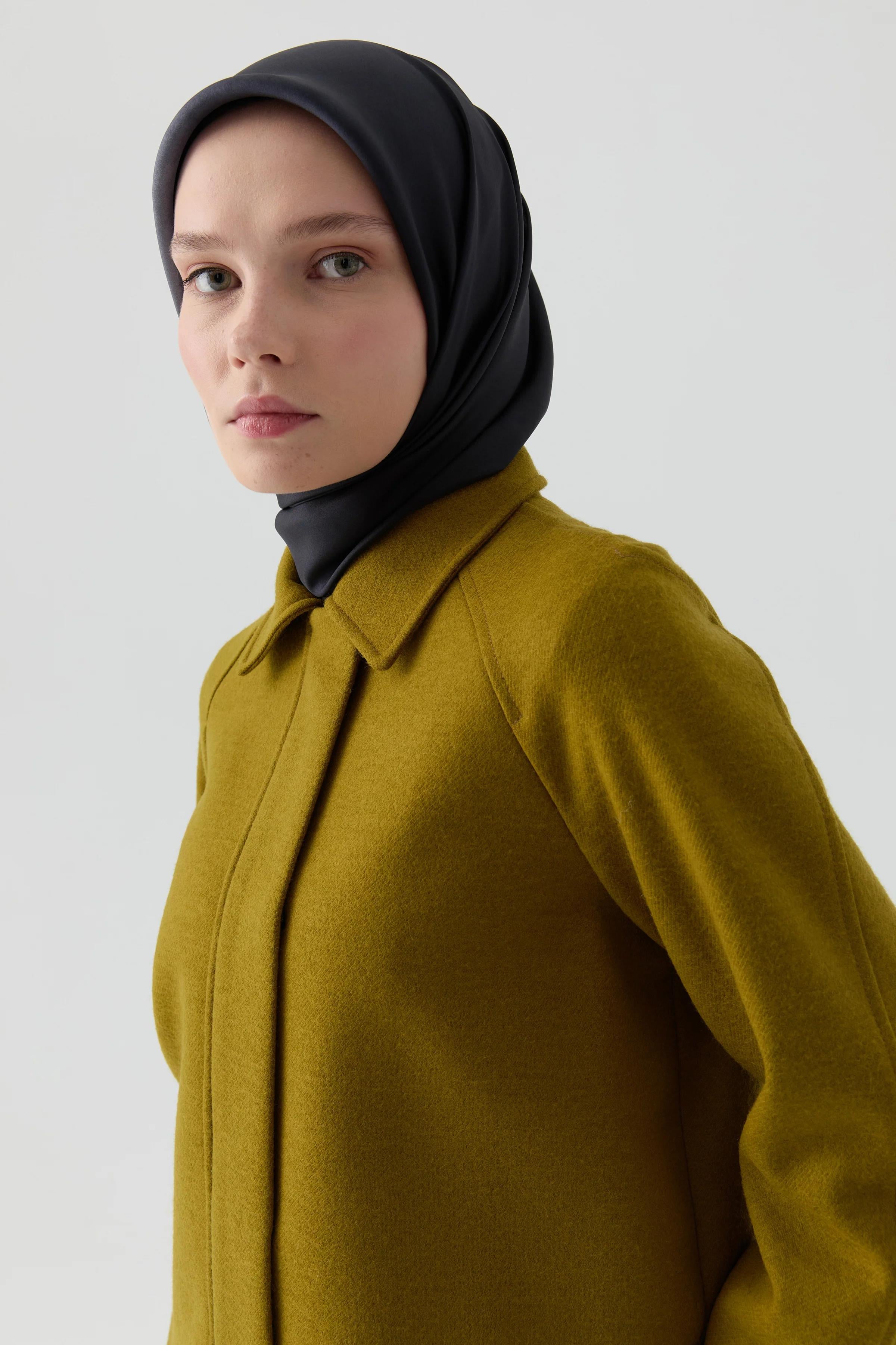 Kol Düğmeli Mini Keçe Ceket - Olive