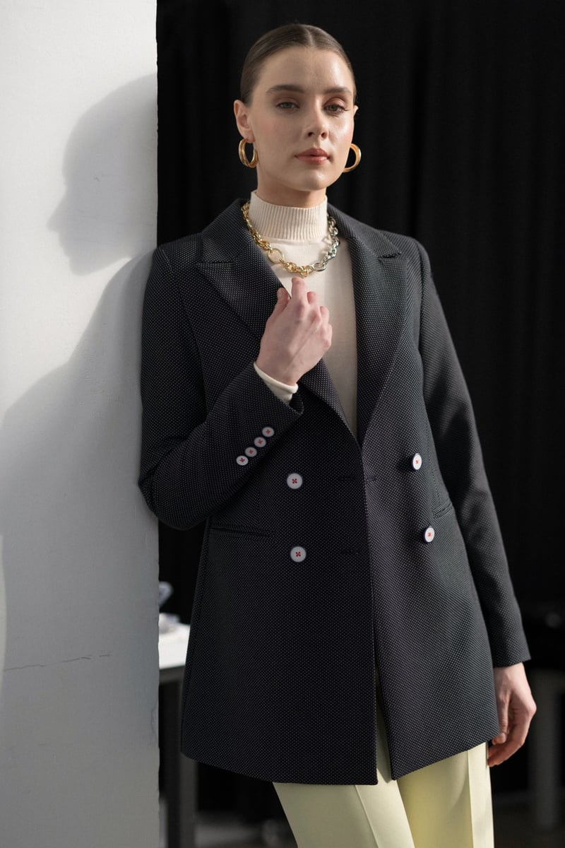Kruvaze Blazer Ceket - Lacivert