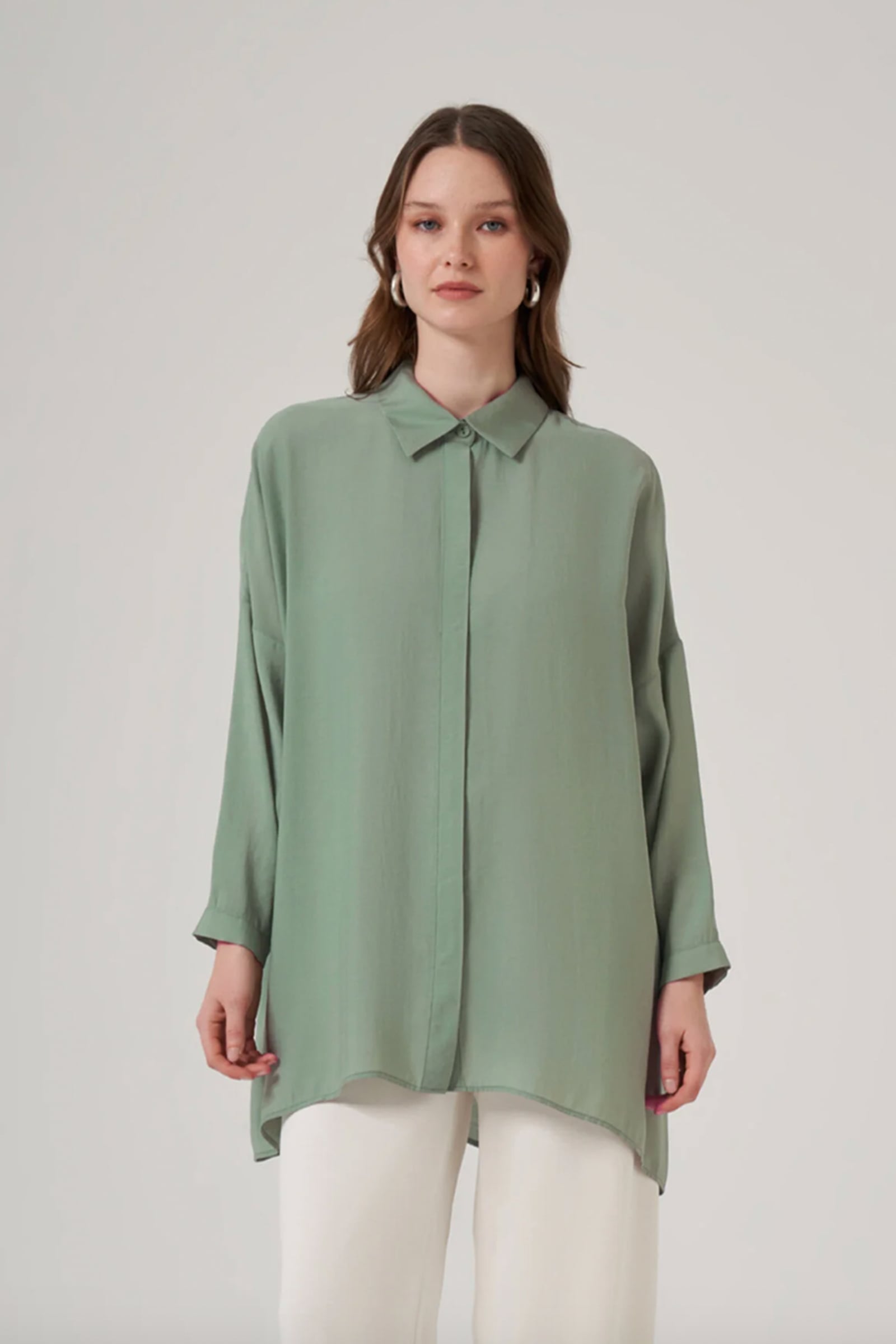 Oversize Gömlek - Küf Yeşili