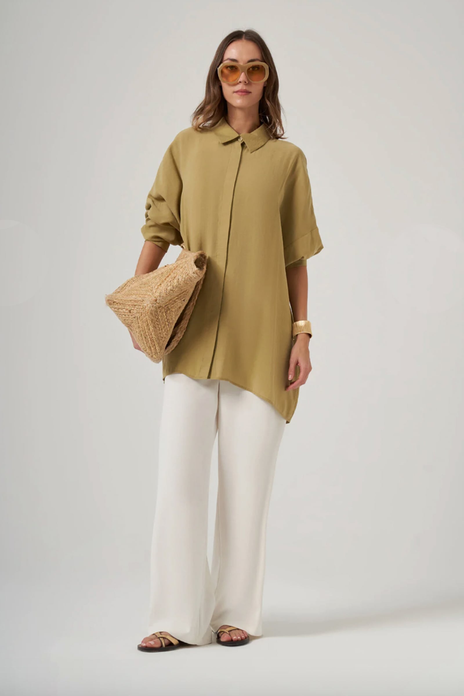 Oversize Gömlek - Olive