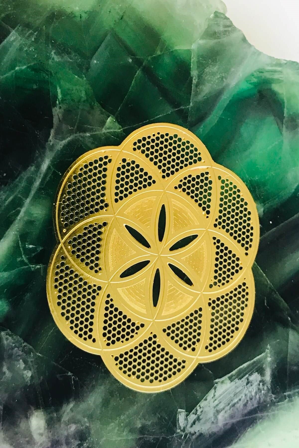 Altın Kaplama Yaşam Tohumu metal Kristal Izgara Plaka