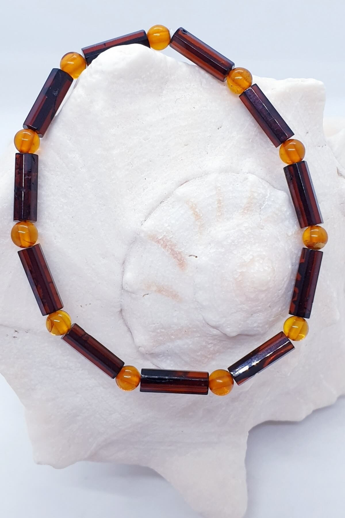 Çubuk Kehribar Taşlı Tasarım Bileklik