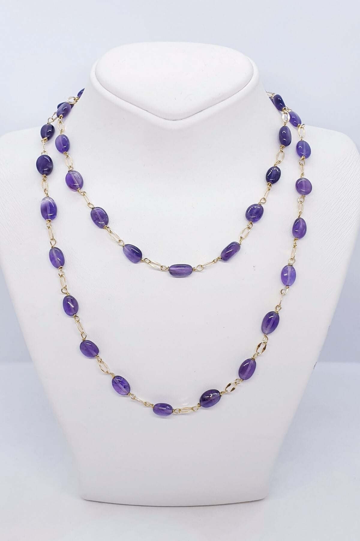 Elegant Gold Ametist Kolye