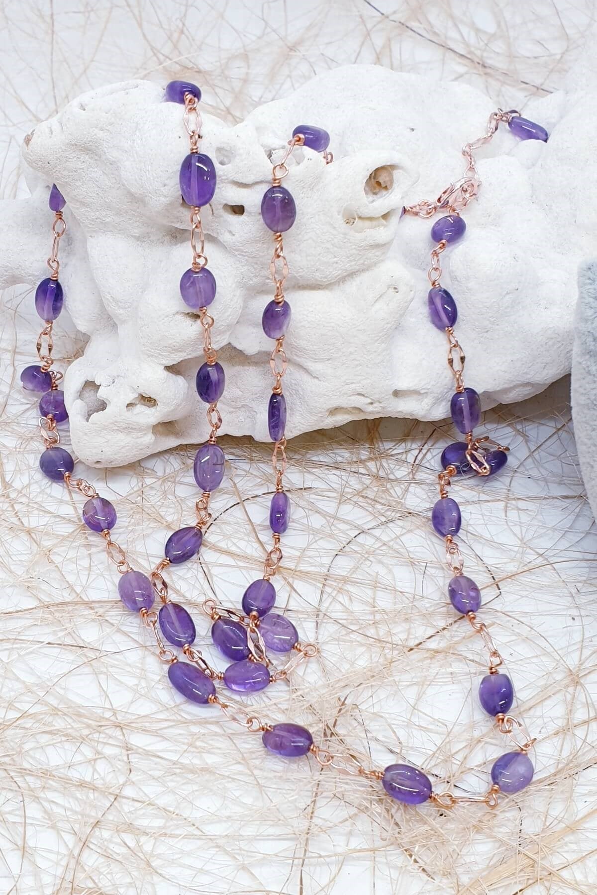 Elegant Rose Ametist Kolye