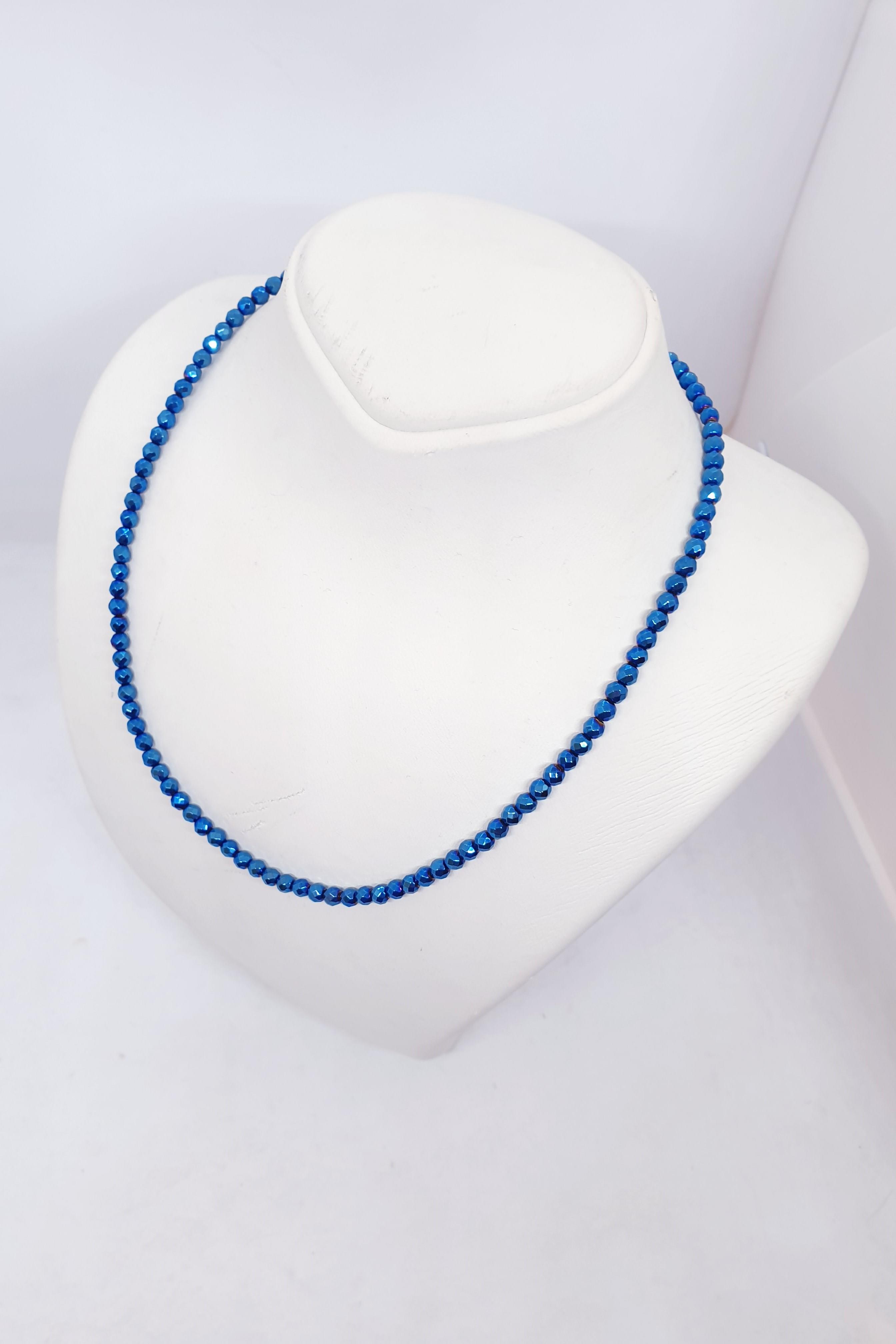 Fasetli Mavi Hematit Kolye