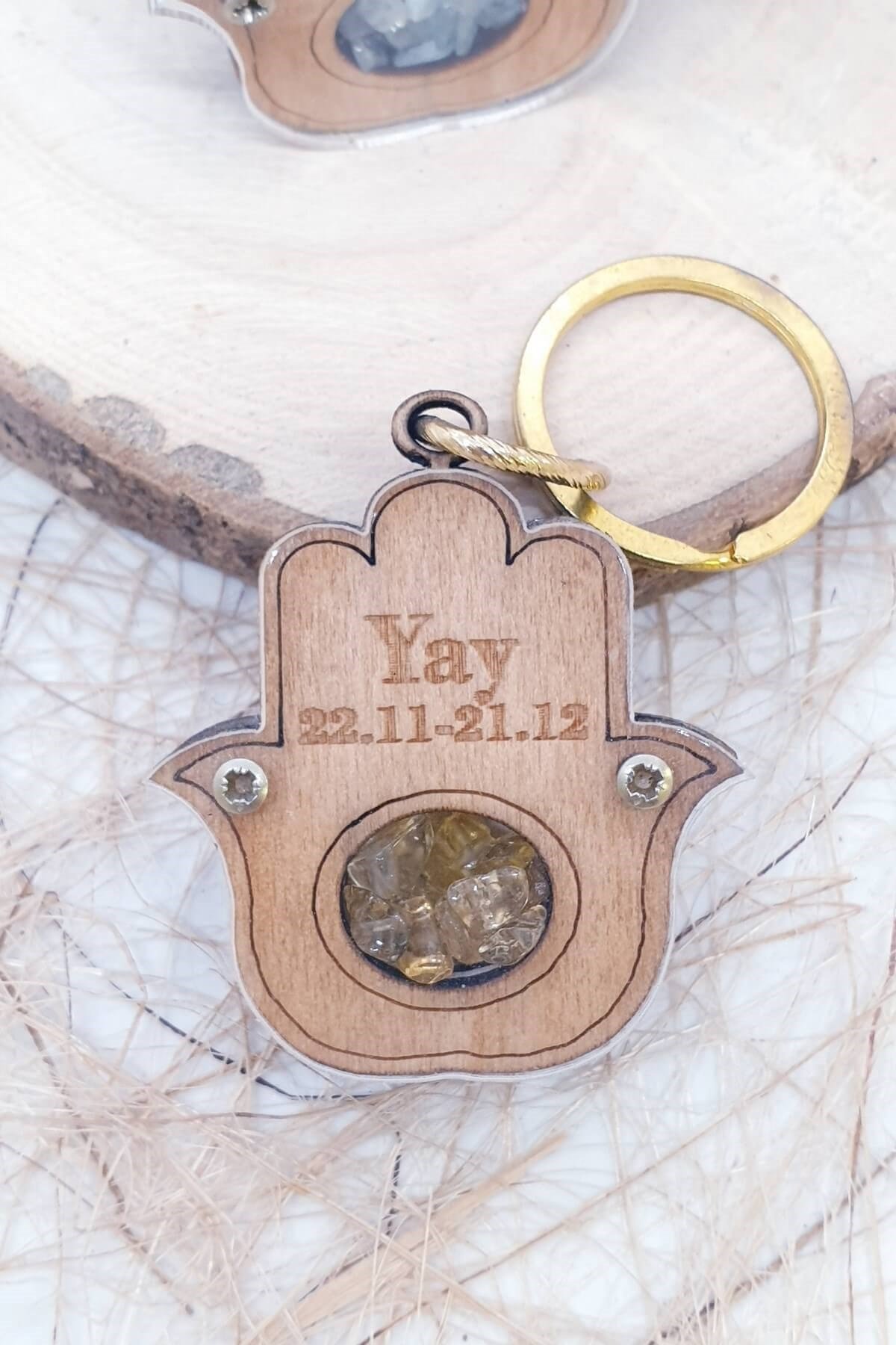 Fatmanın Eli Sitrin Doğal Taşlı Yay Burcu Anahtarlık