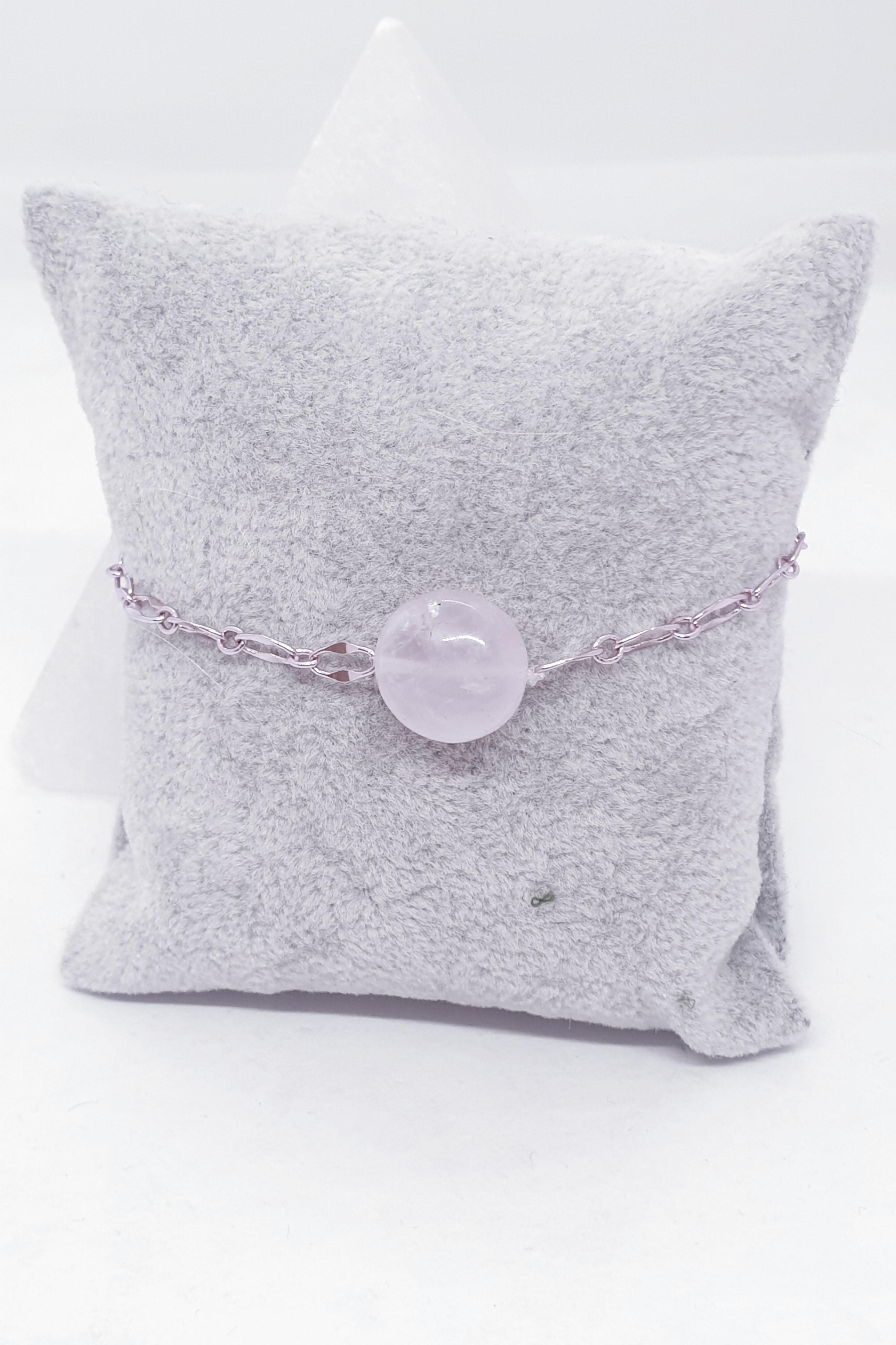 Gümüş Butik Pembe Kuvars Bileklik