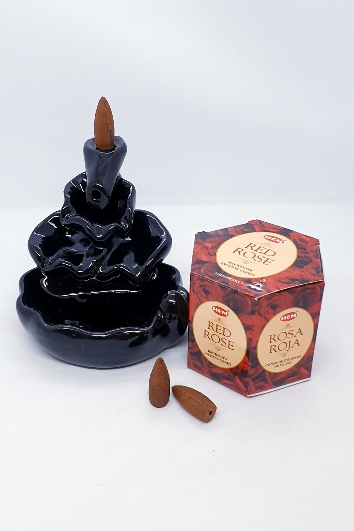 Hem Geri Dönüşümlü Red Rose 40 Konik Tütsü