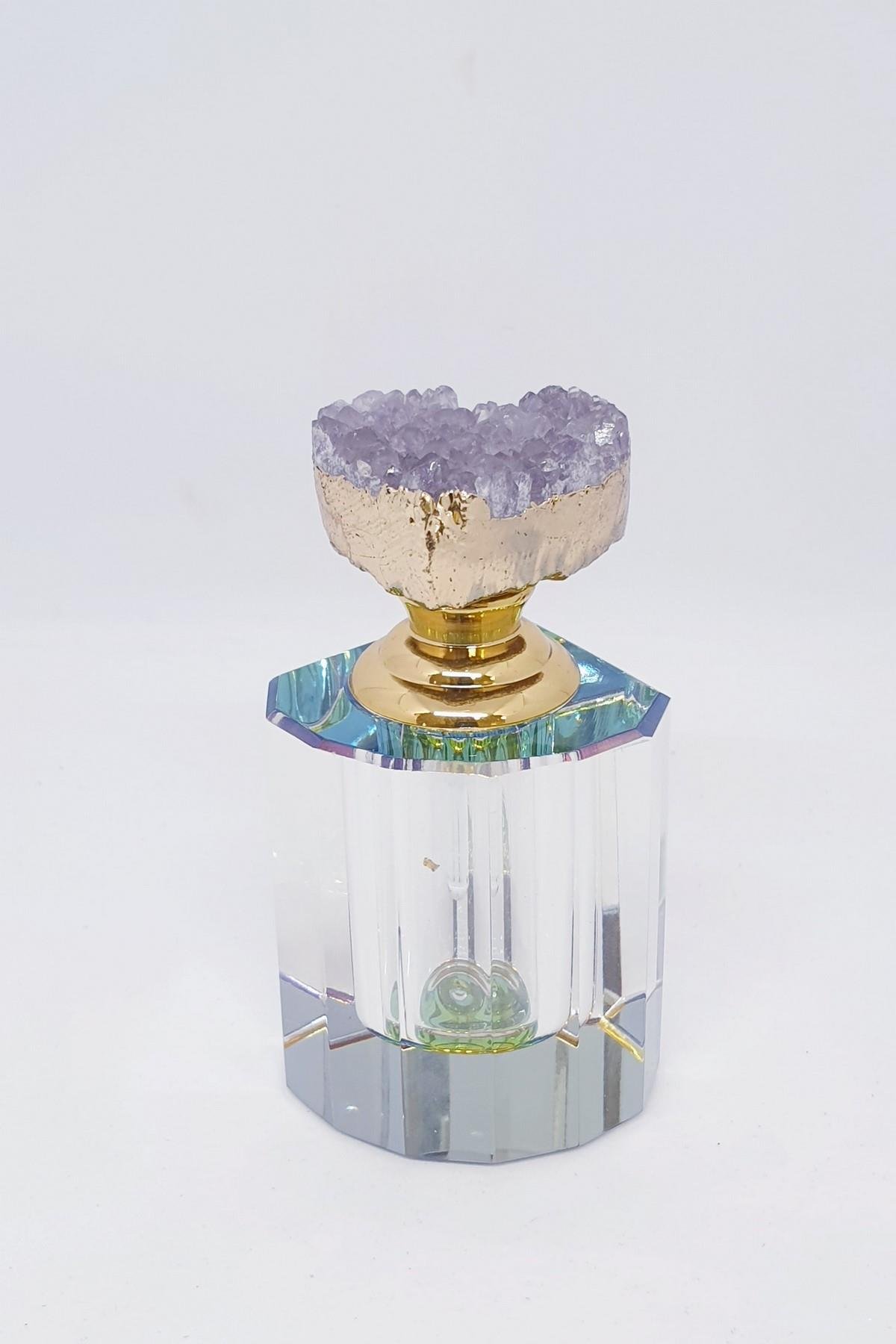 Kalpli Ametist Doğal Taşlı Özel Tasarım Parfüm Şişesi