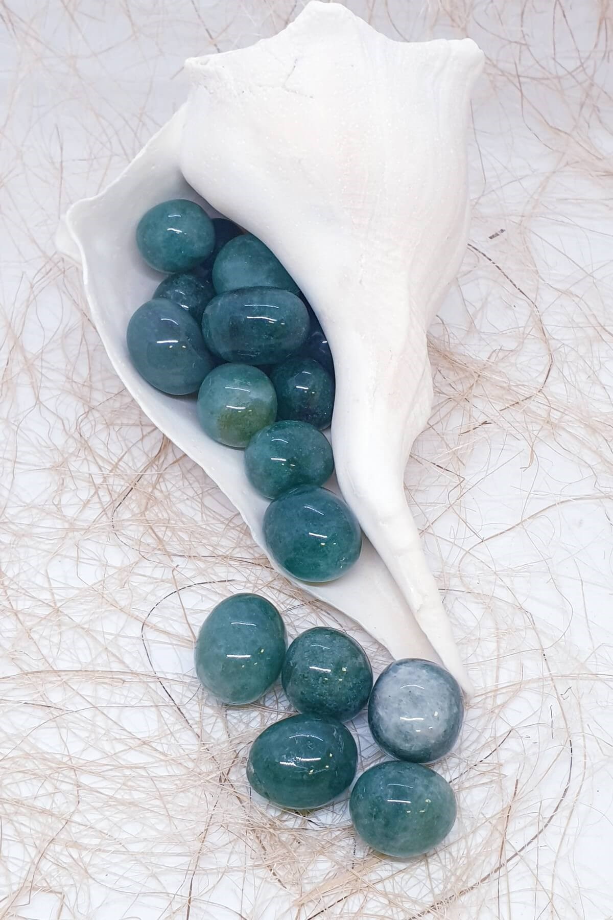 Kristal Izgaralar İçin Tamburlanmış Yeşil Akik