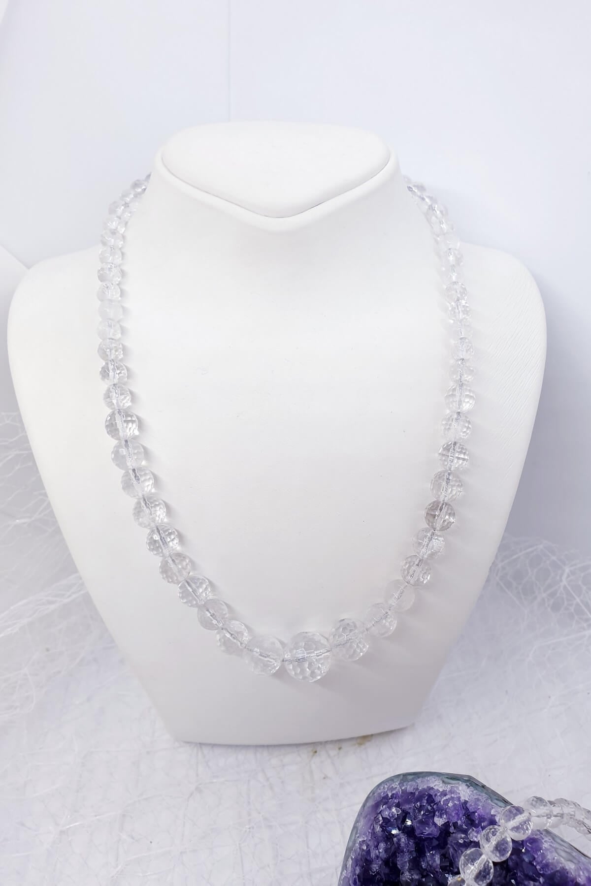 Kristal Kuvars Doğal Taş Kolye