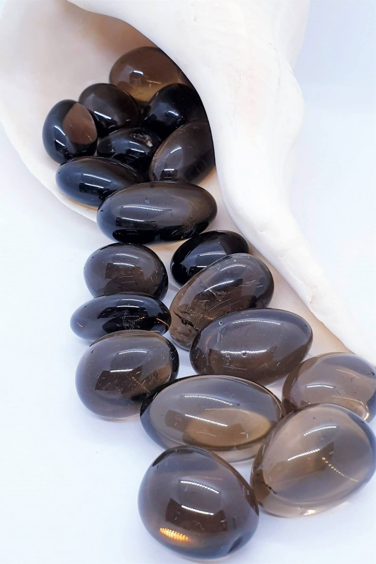 Kristal zgaralar için Küçük tamburlu Dumanlı Kuvars taşı