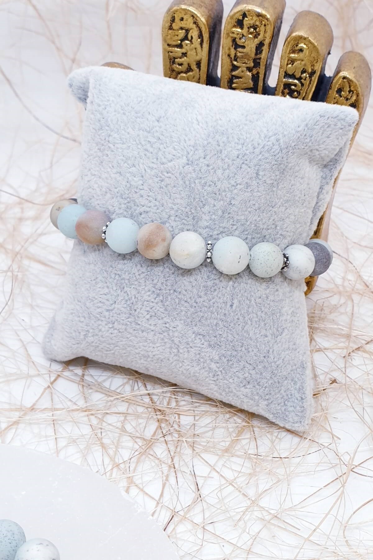 Mat Amazonit Doğal Taş Bileklik