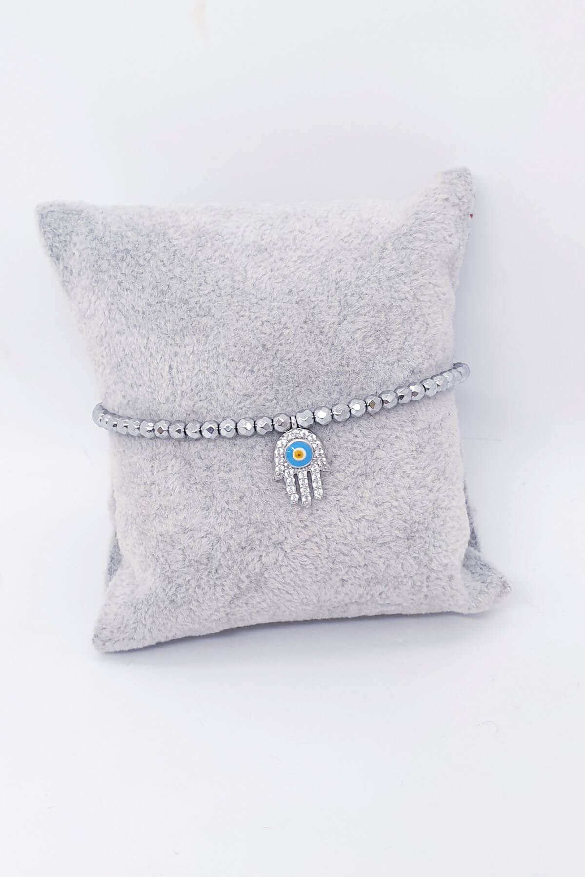 Mavi Boncuklu Fatmanın Eli Hematit Bileklik