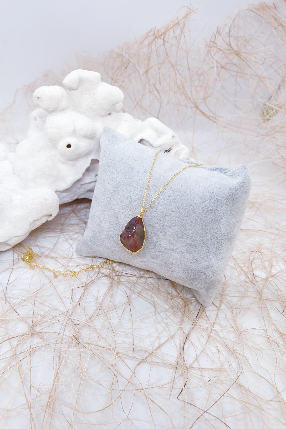 Mokaid Jasper Doğal Taş Kolye