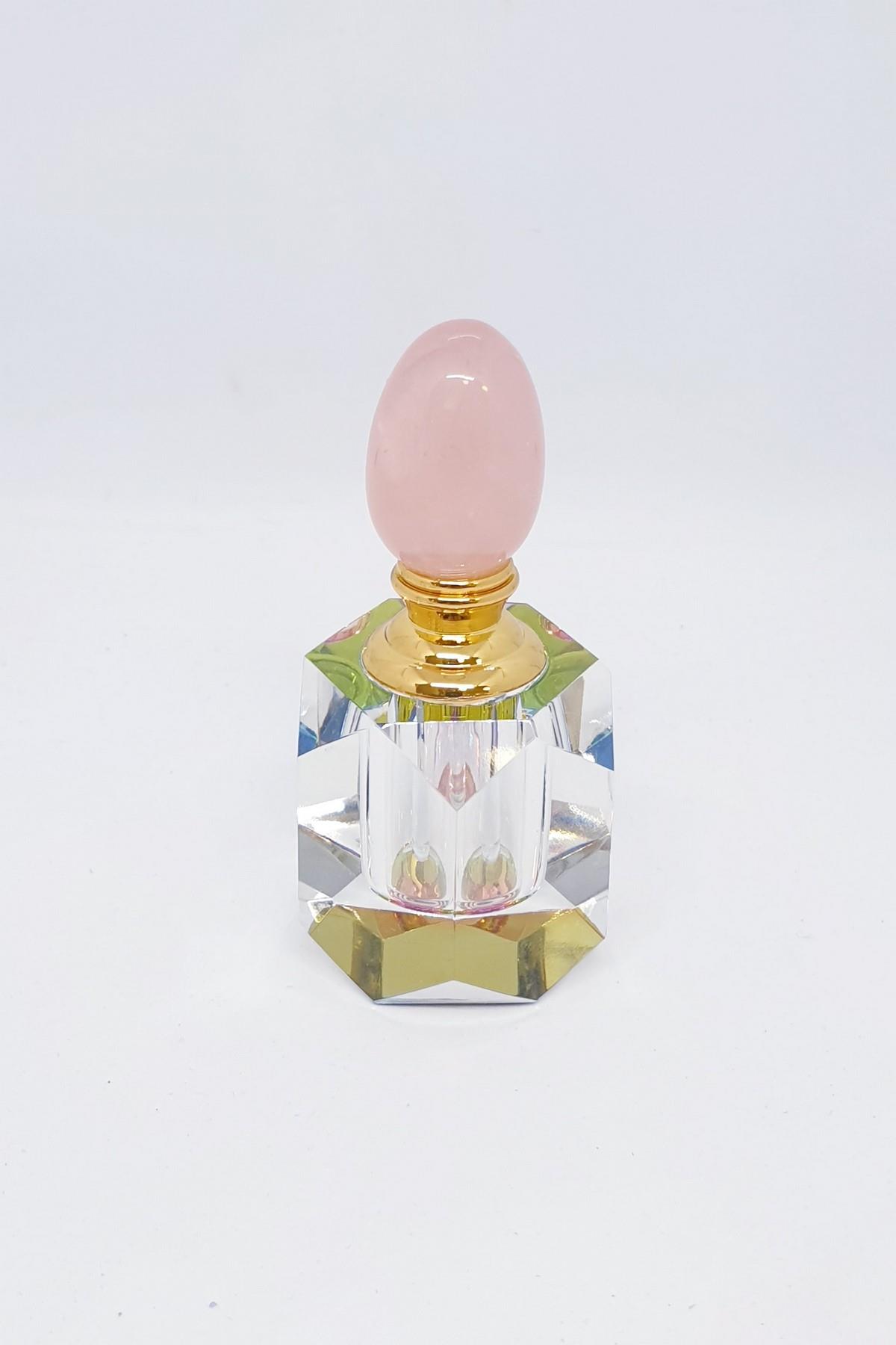 Pembe Kuvars Doğal Taş Tasarım Parfüm Şişesi