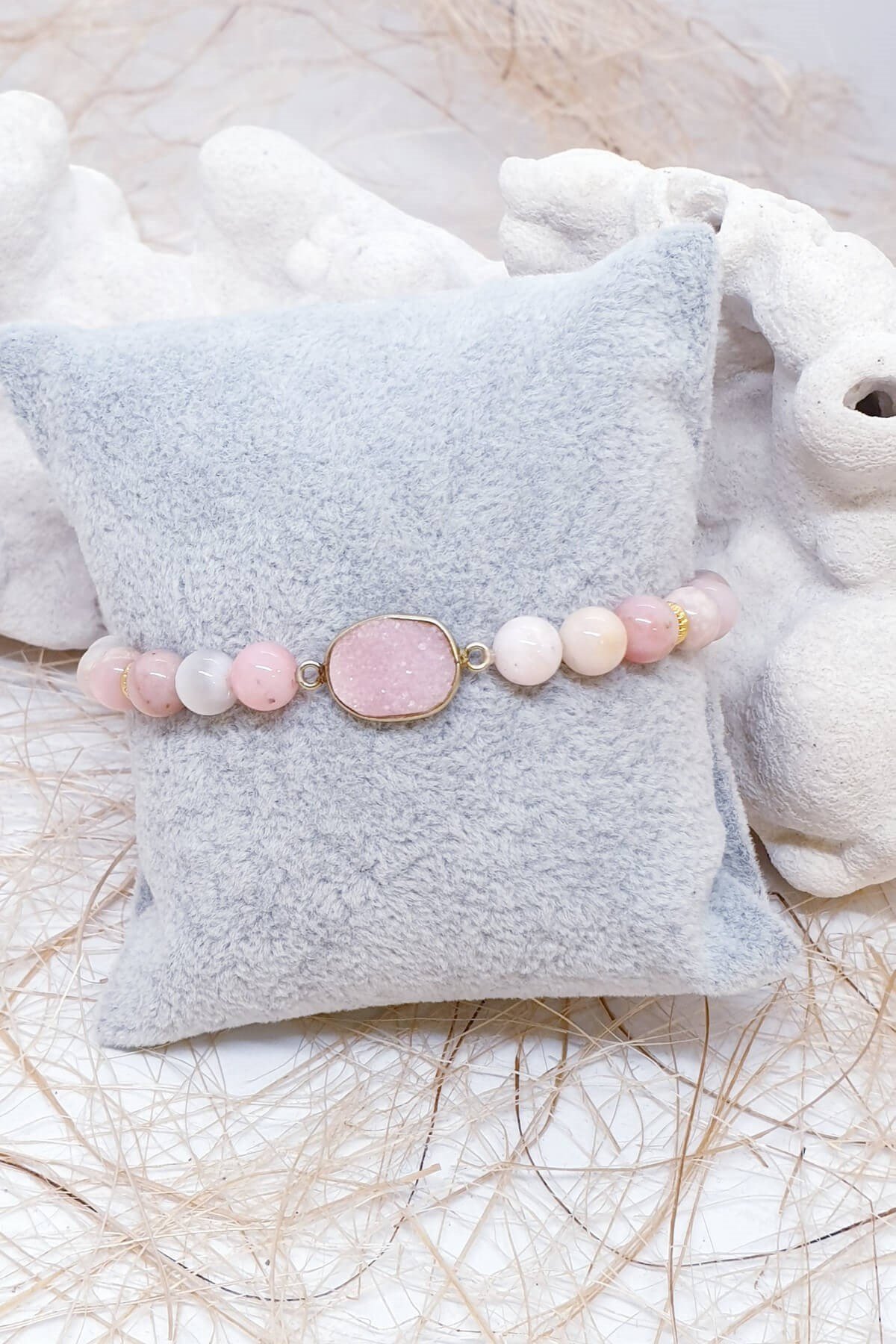 Pembe Opal Druzy Bileklik