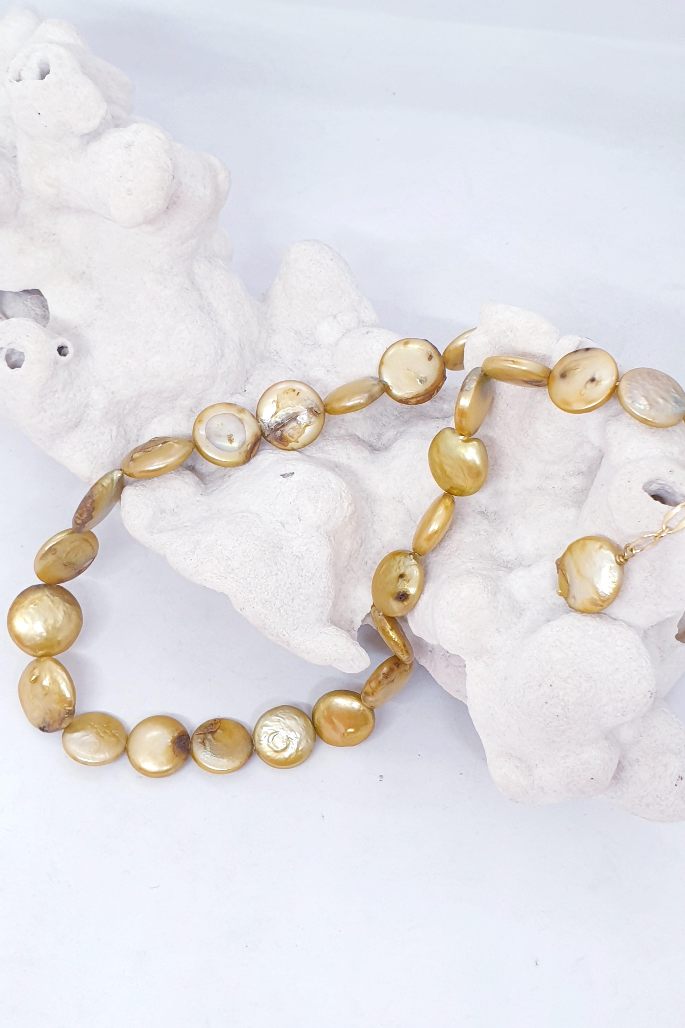 Sarı Barok Butik İnci Kolye