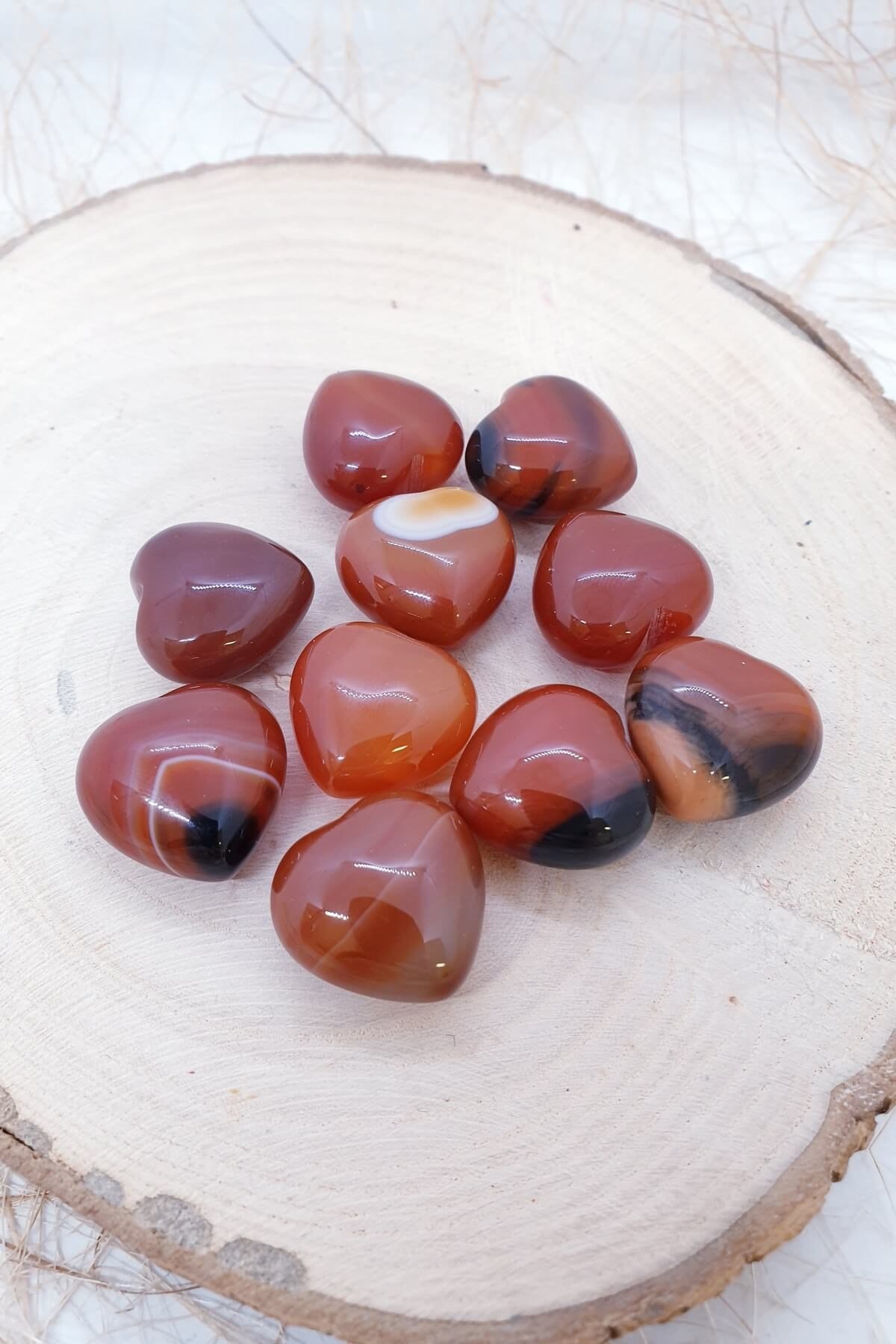 Tamburlanmış Kalp Şeklinde Akik Doğal Taş