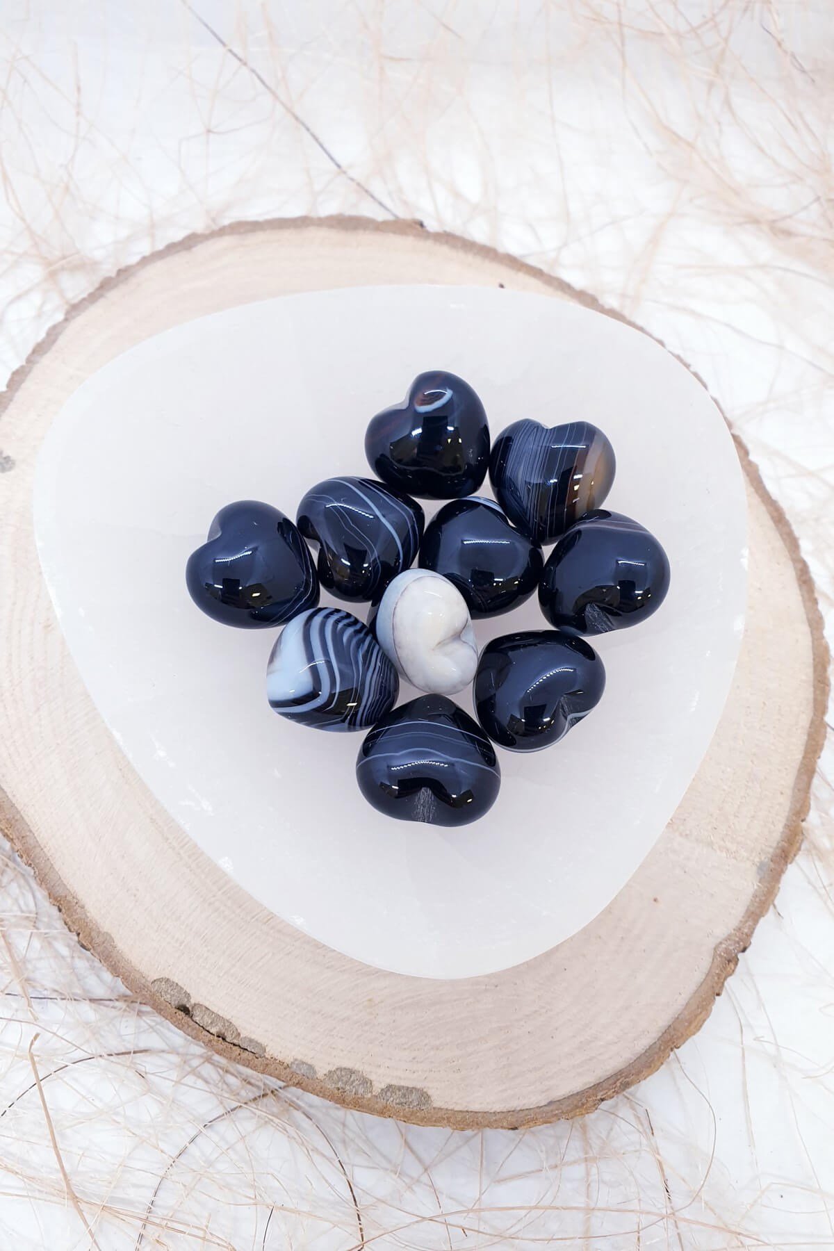 Tamburlanmış Kalp Şeklinde Botswana Akik