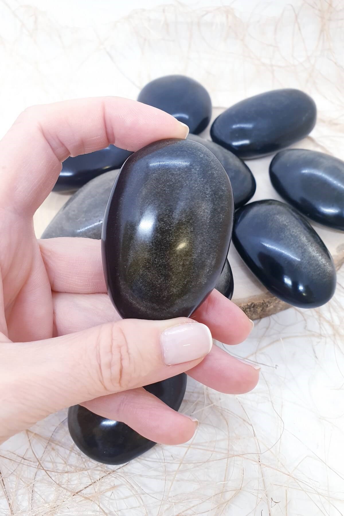 Tamburlanmış Sabun Şeklinde Gold Sheed Obsidyen