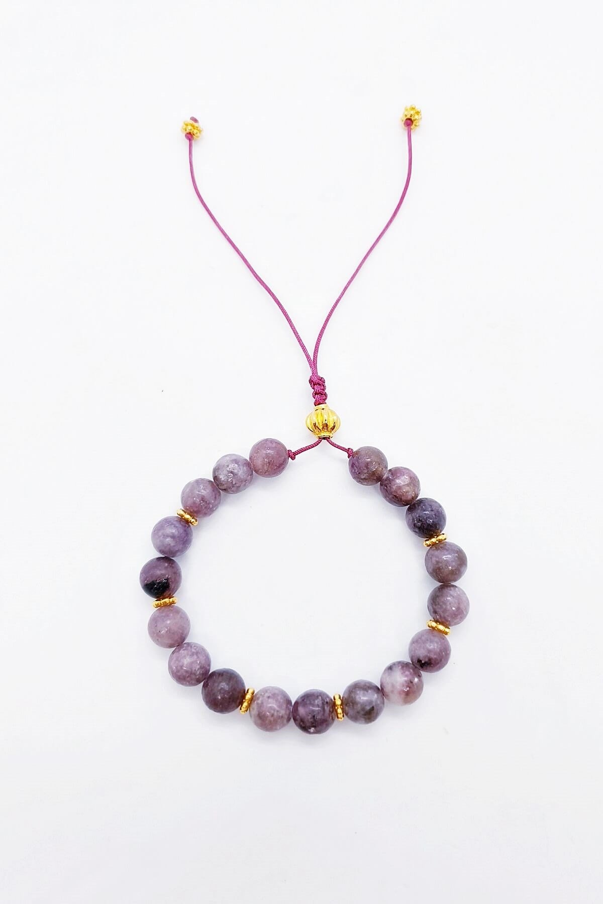 Uzunluğu Ayarlanılabilir İpli Lepidolit Bileklik