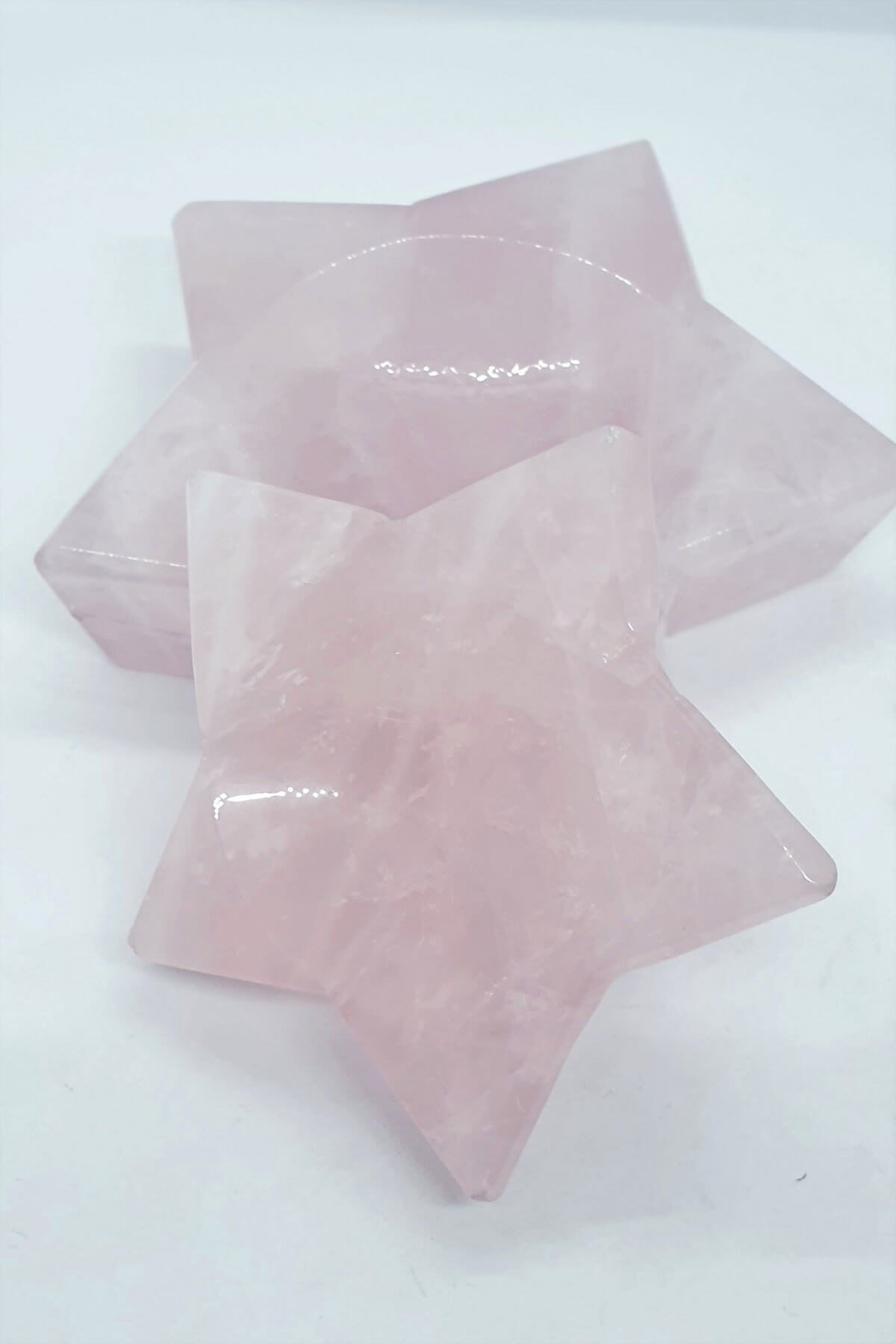 Yıldız Şeklinde 566 Gr. Pembe Kuvars Doğal Taş Kase