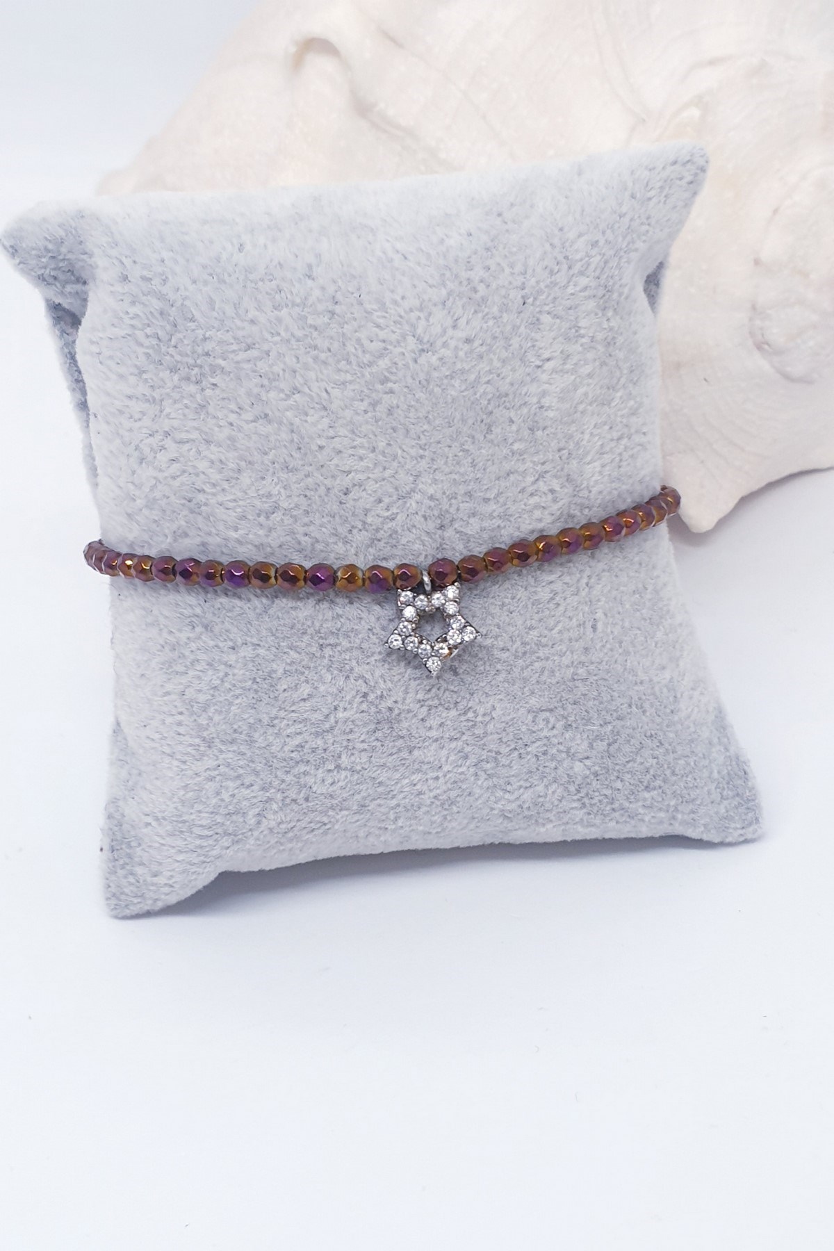 Yıldız Sembollu Kahverengi Hematit Bileklik