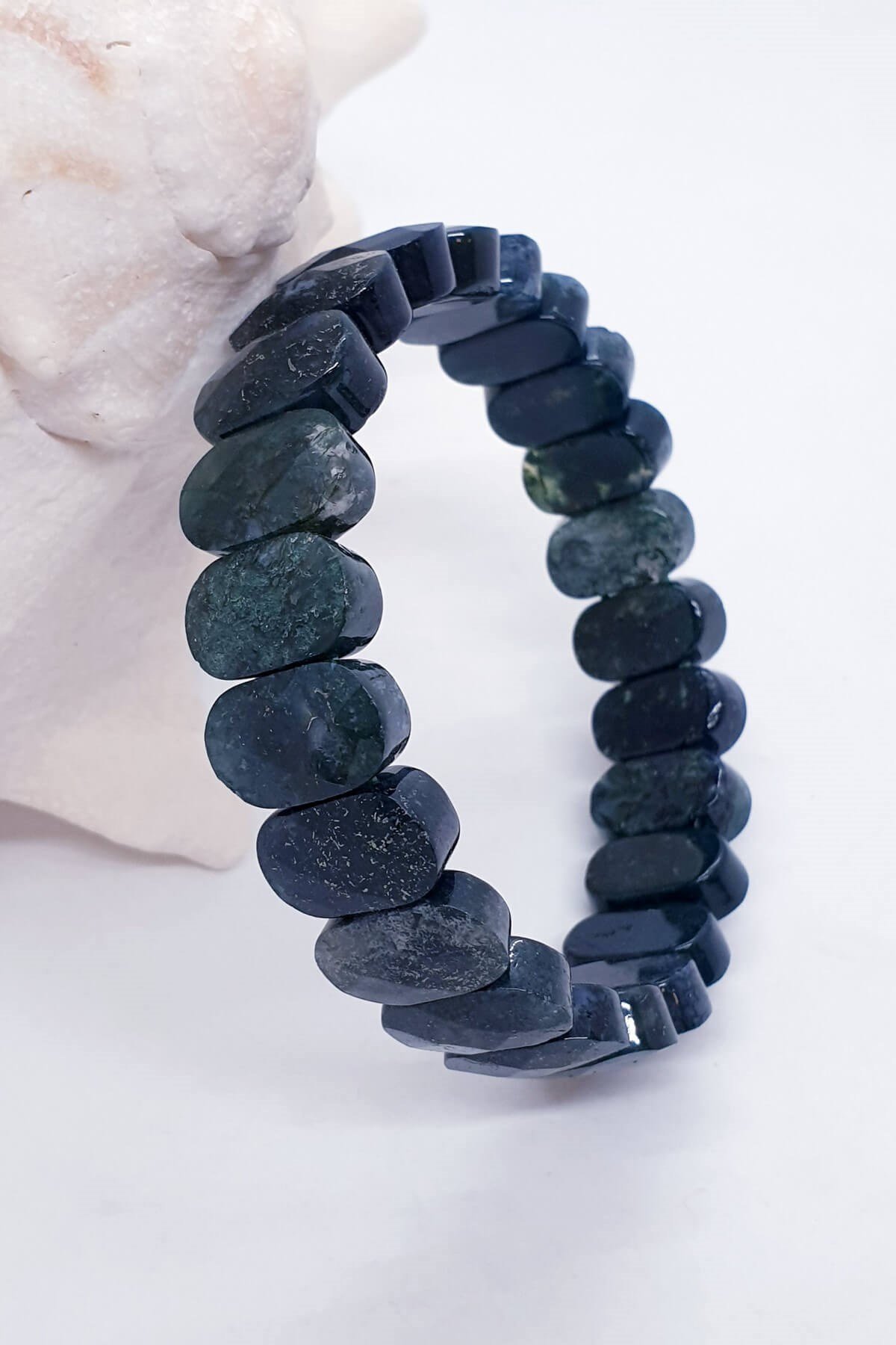 Yosun Akik Oval Kesim Doğal Taş Bileklik